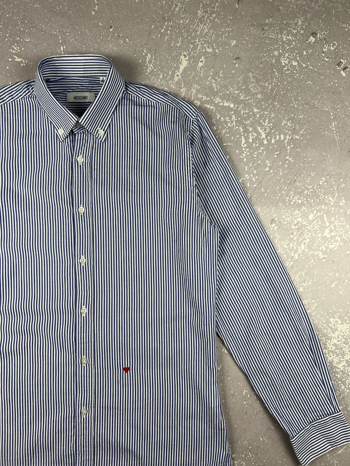 Moschino Vintage Moschino Mini Heart LS Cotton Striped Shirt Size US S / EU 44-46 / 1 - 2 Thumbnail