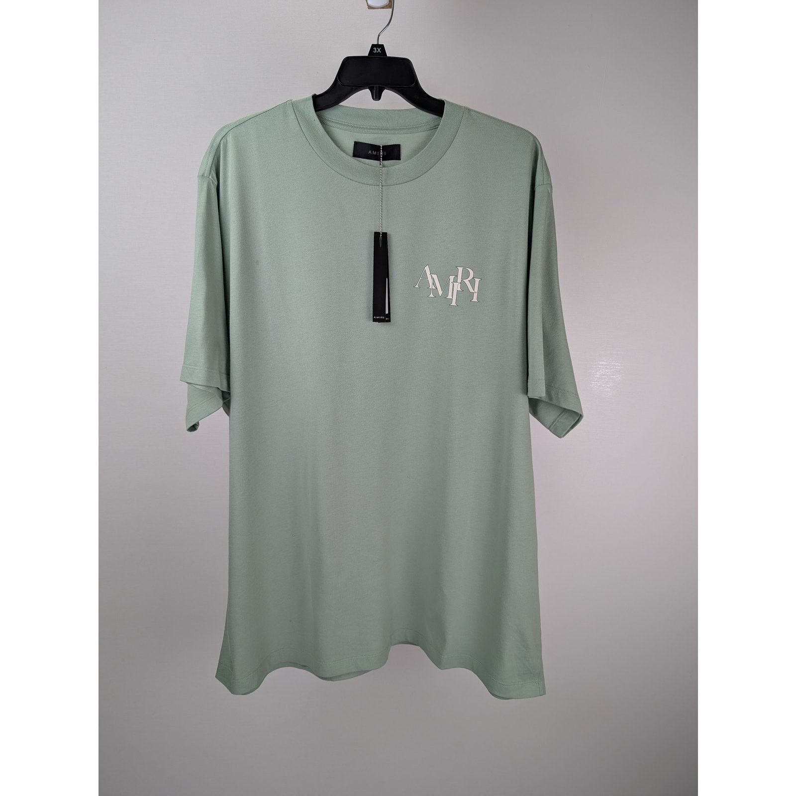 Amiri o1rshd1 Amiri Staggered Logo Tee T-Shirt in Frosty Green 3XL Size US XXL / EU 58 / 5 - 1 Thumbnail