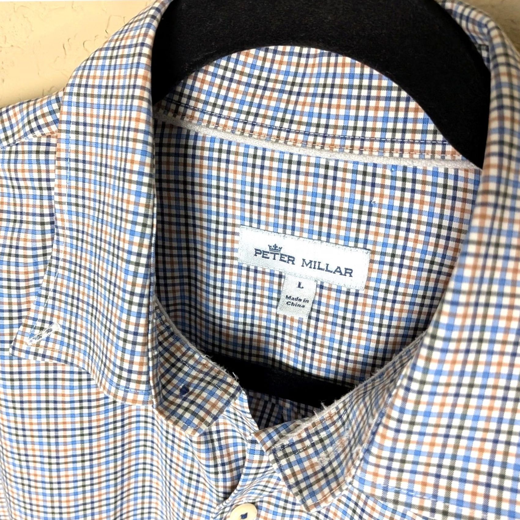Peter Millar Peter Millar Shirt Size L Blue Rust Cotton Check Button-Up Mens Size US L / EU 52-54 / 3 - 2 Thumbnail