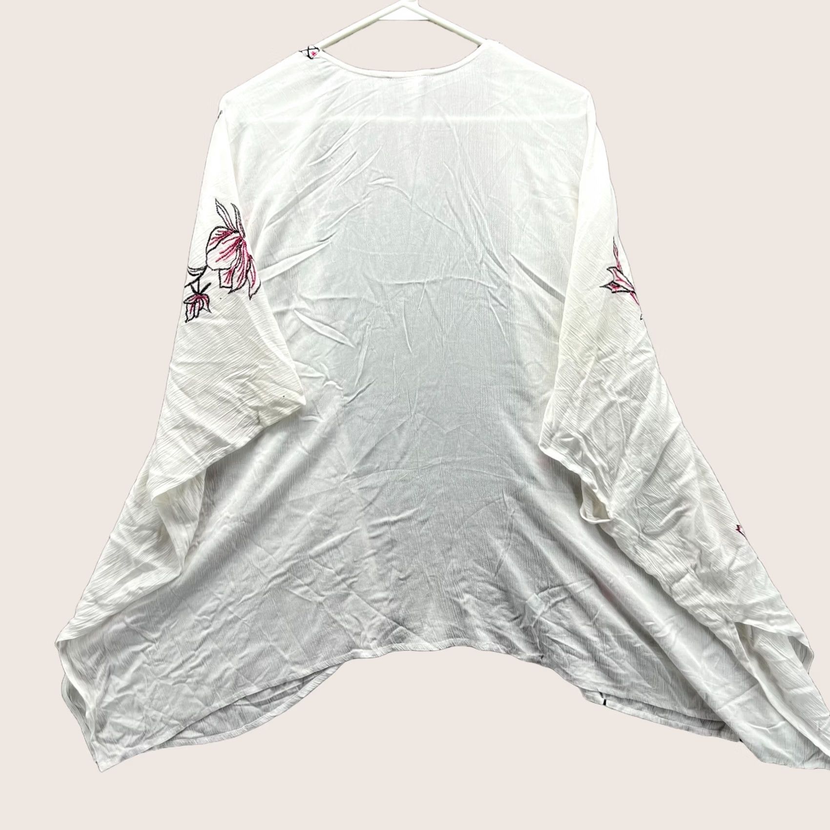 Vintage Chico's Shirt Women Large White Rayon Floral Embroidered Kimono Shrug Vintage: No Size L / US 10 / IT 46 - 1 Thumbnail