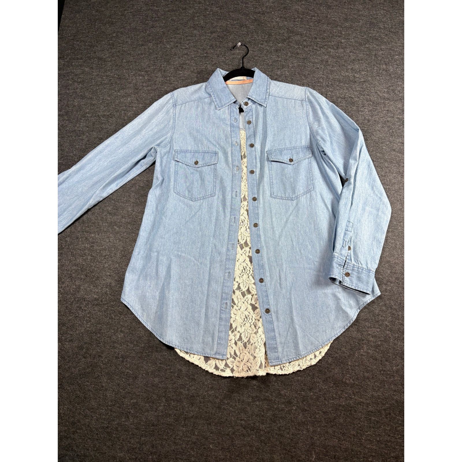 Other Dylan Blue Chambray Lace Back Shirt Womens Denim Top Size S / US 4 / IT 40 - 2 Thumbnail