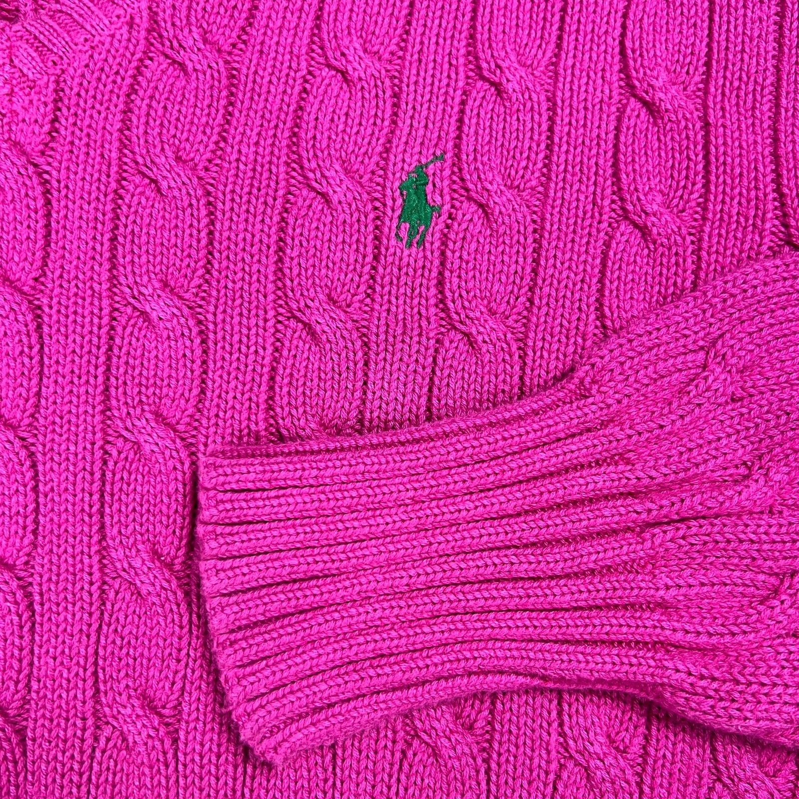 Polo Ralph Lauren × Vintage 90s Polo Ralph Lauren pink mini horse 100% cotton v sweater Size US M / EU 48-50 / 2 - 5 Thumbnail