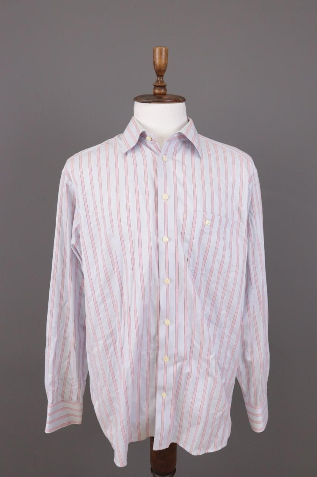 Eton Eton Wrinklefree Cotton Blue Stripe Shirt Size 45 / 17 3/4 Size US M / EU 48-50 / 2 - 1 Thumbnail