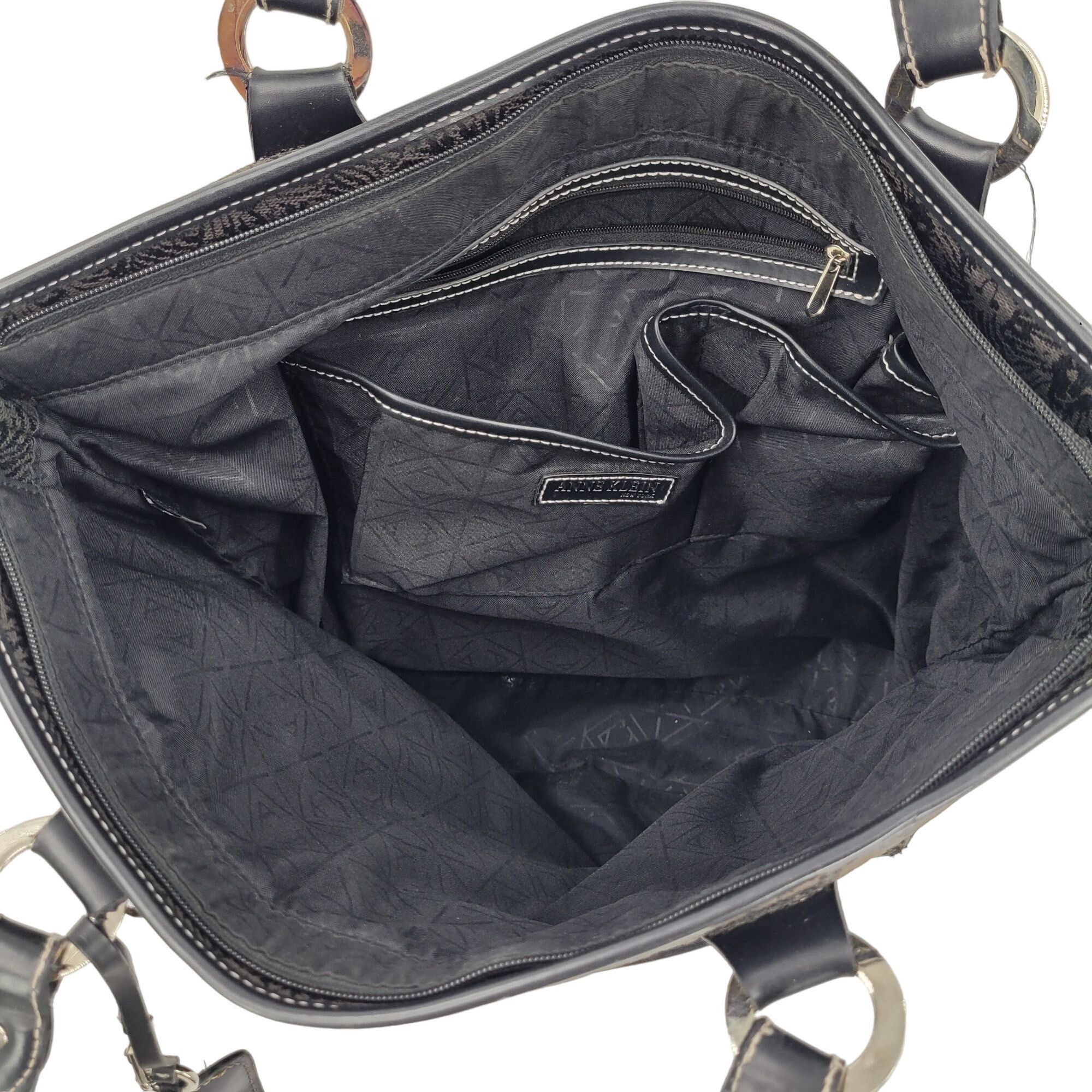 Anne Klein Vtg Anne Klein Black Iconic Lion Logo Print Tote Shoulder Ba Size ONE SIZE - 13 Thumbnail