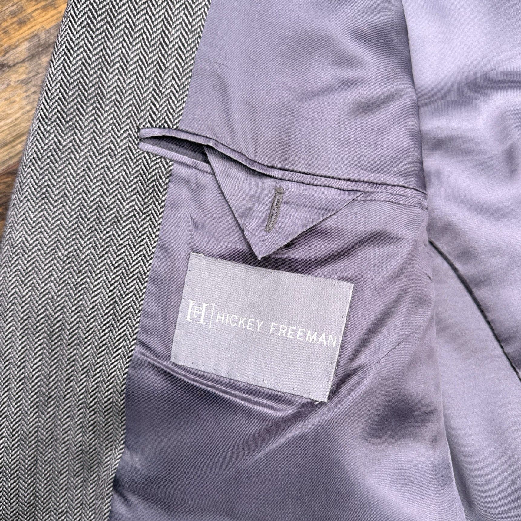 Madison Hickey Freeman Blazer Mens 44R Gray Tweed Herringbone Sport Coat Size 44R - 4 Thumbnail