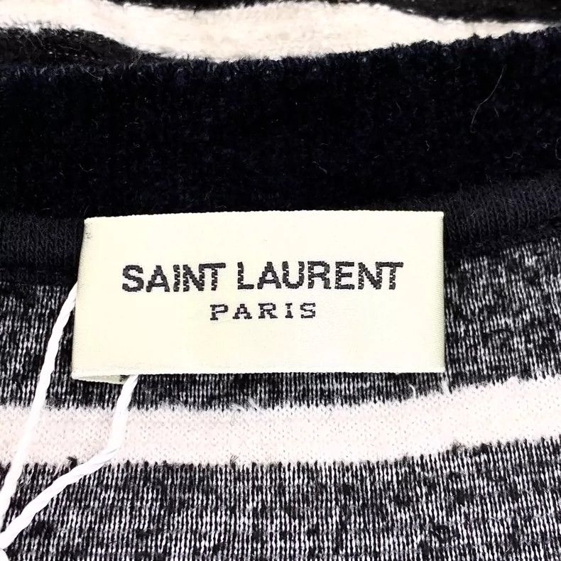 Saint Laurent Paris Saint Laurent Color-block logo embroidered striped crewneck Size US M / EU 48-50 / 2 - 5 Thumbnail