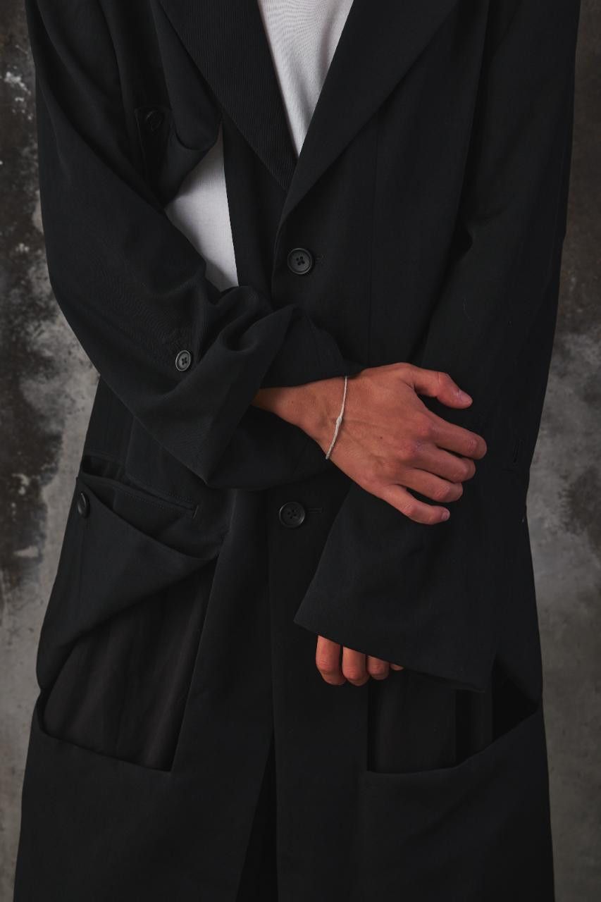 Yohji Yamamoto Yohji Yamamoto Wool Gabardine Diagonal Button Long Jacket Size US L / EU 52-54 / 3 - 9 Thumbnail