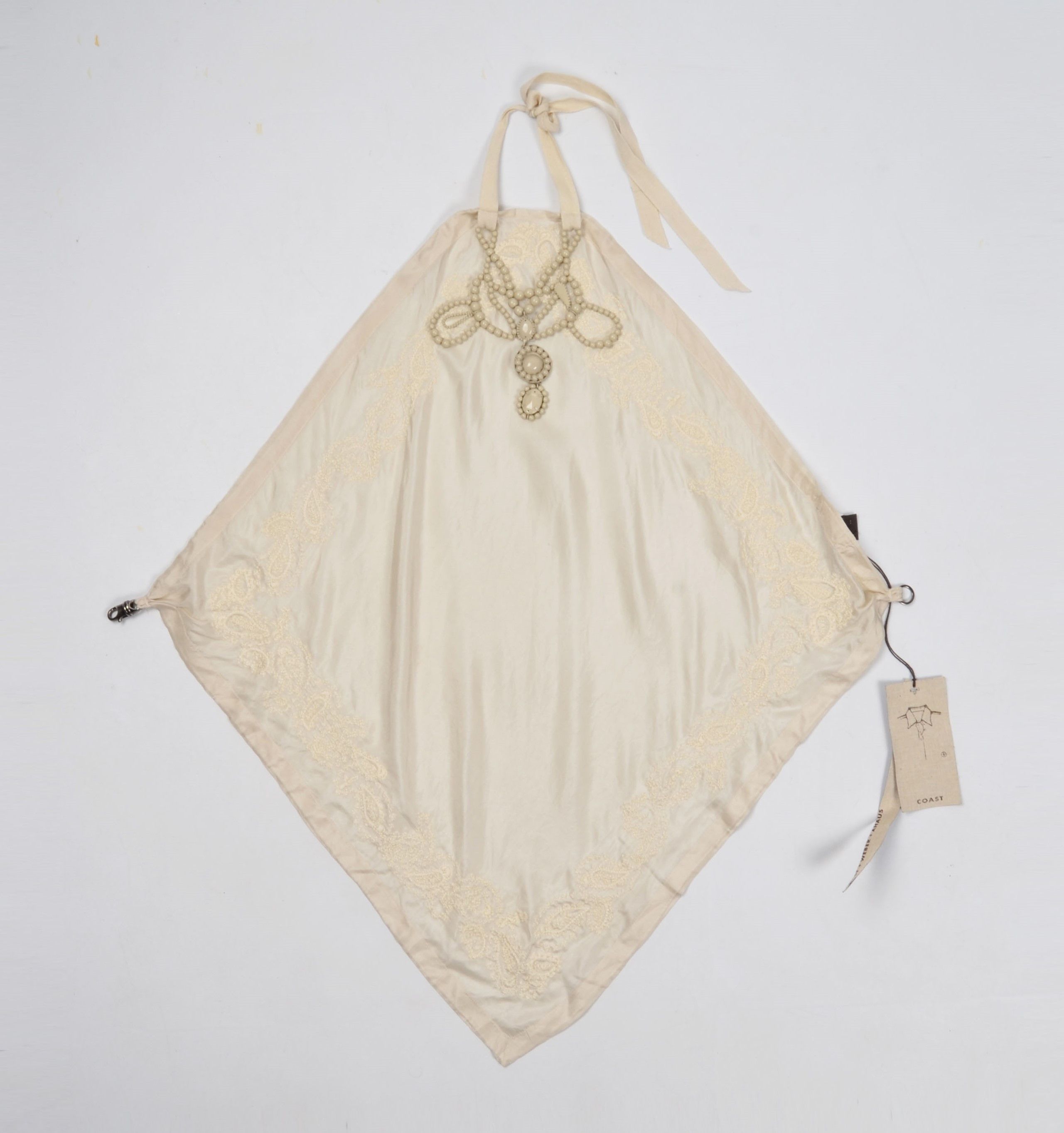 Vintage Coast Y2K Pearl Necklace Silk Bohemian Halter Scarf Top Size M / US 6-8 / IT 42-44 - 4 Thumbnail