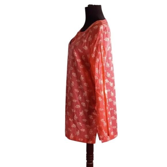 J. Jill J. Jill Size M Womens Coral Elephant Fish Print Long Sleeve Size M / US 6-8 / IT 42-44 - 2 Thumbnail