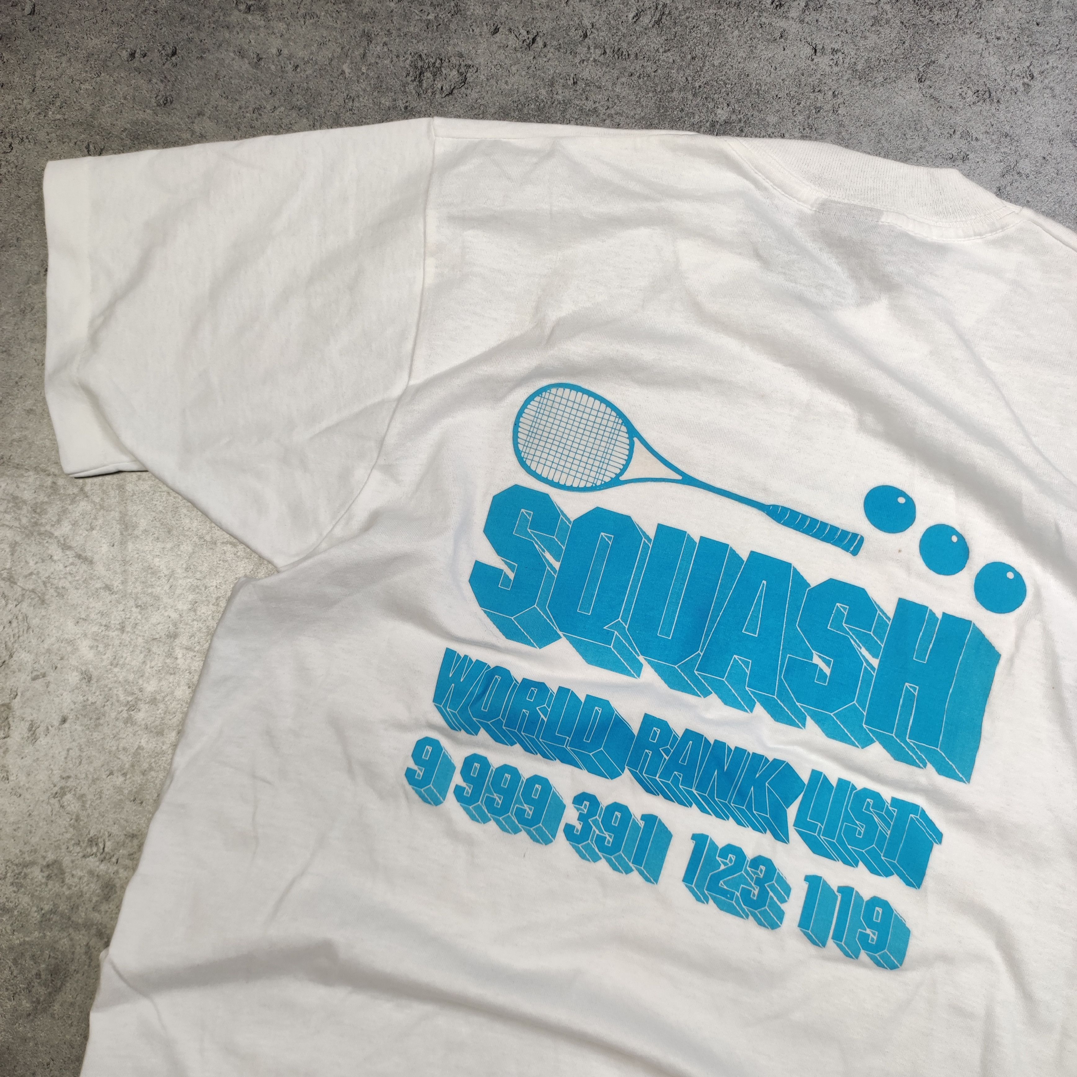 Vintage RARE Vintage 90s Squash World List Back Logo Promo Tee Size US L / EU 52-54 / 3 - 4 Thumbnail