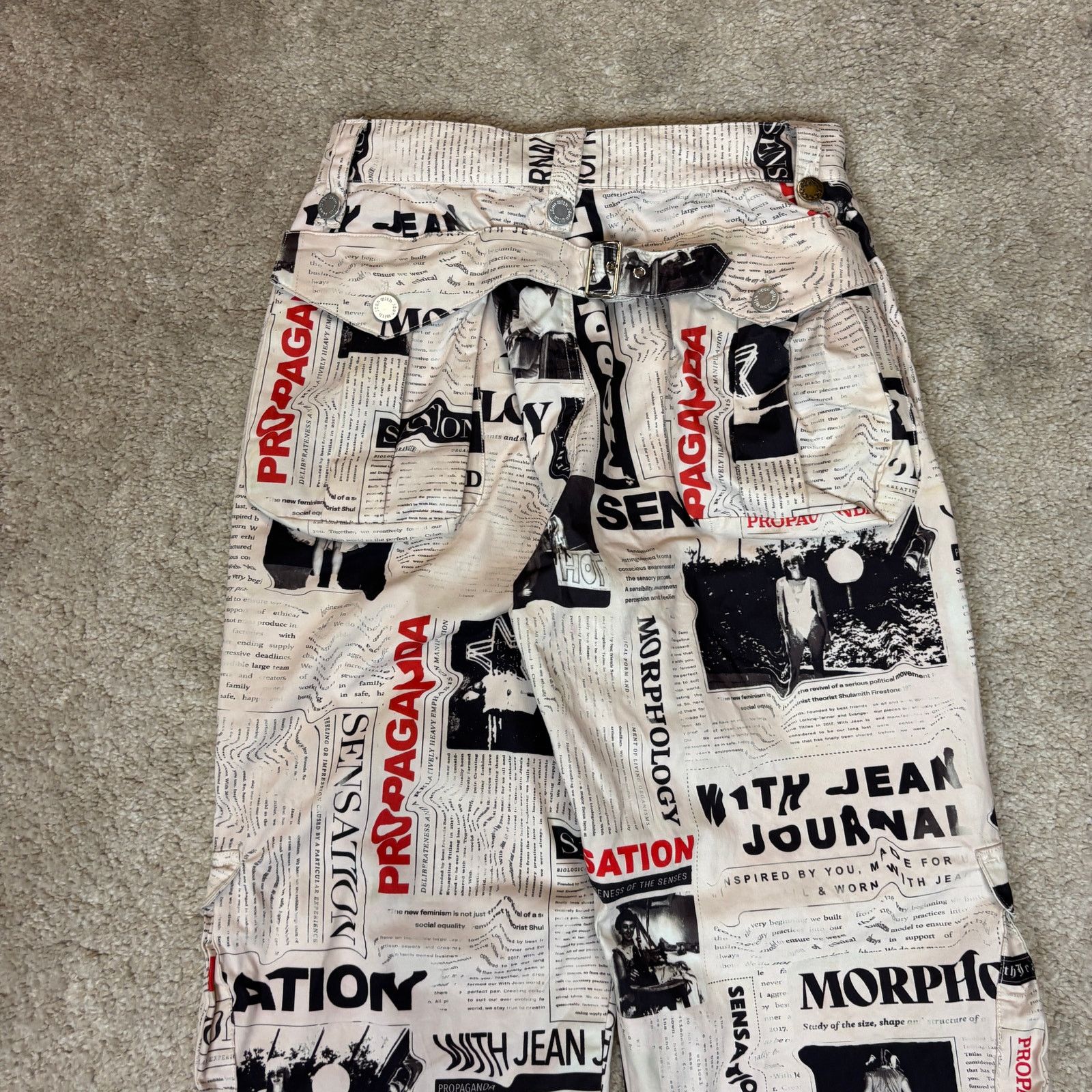 Other With Jean Tommy Newspaper Print Cargo Pants Women's XS Y2K Size 28" / US 6 / IT 42 - 4 Thumbnail