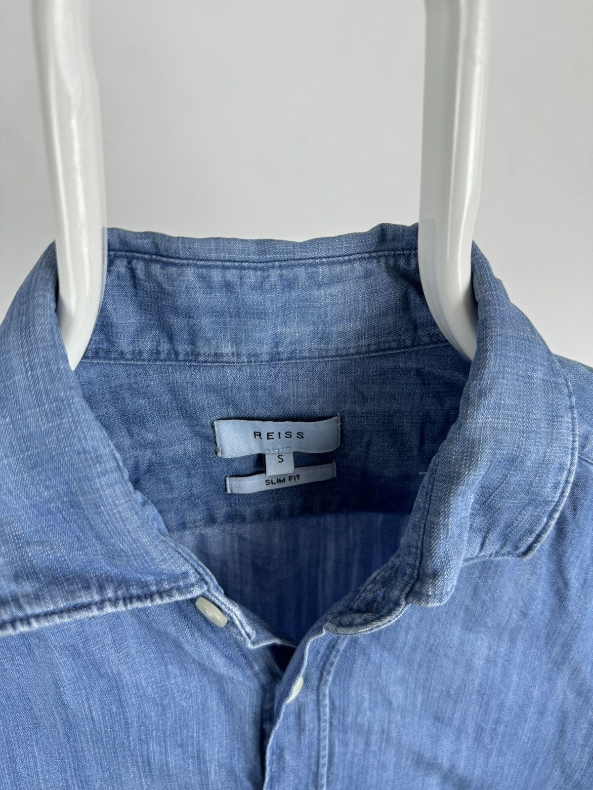 Reiss Reiss Washed Light Blue Shirt Sleeve Shirt Size US S / EU 44-46 / 1 - 3 Thumbnail