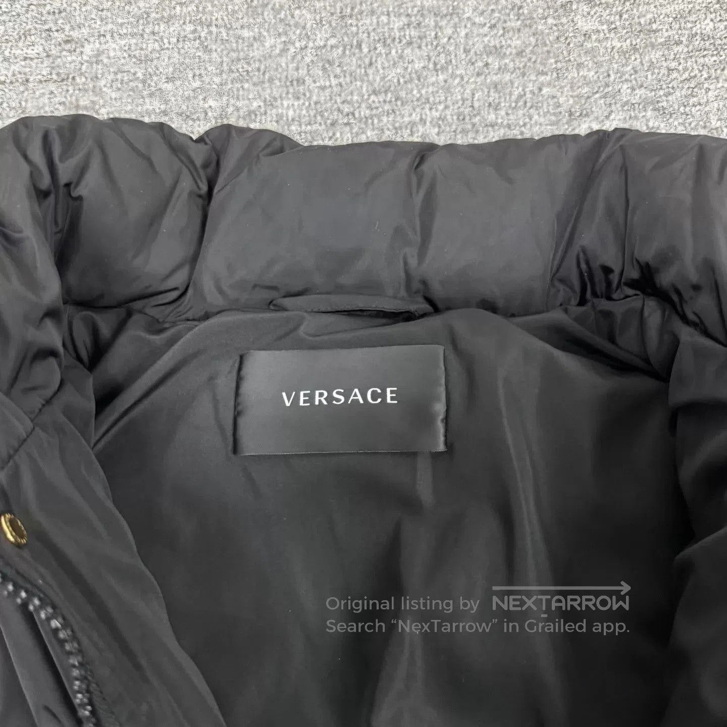 Versace Black Puffer Jacket with Button Front and Pockets. Size US M / EU 48-50 / 2 - 5 Thumbnail