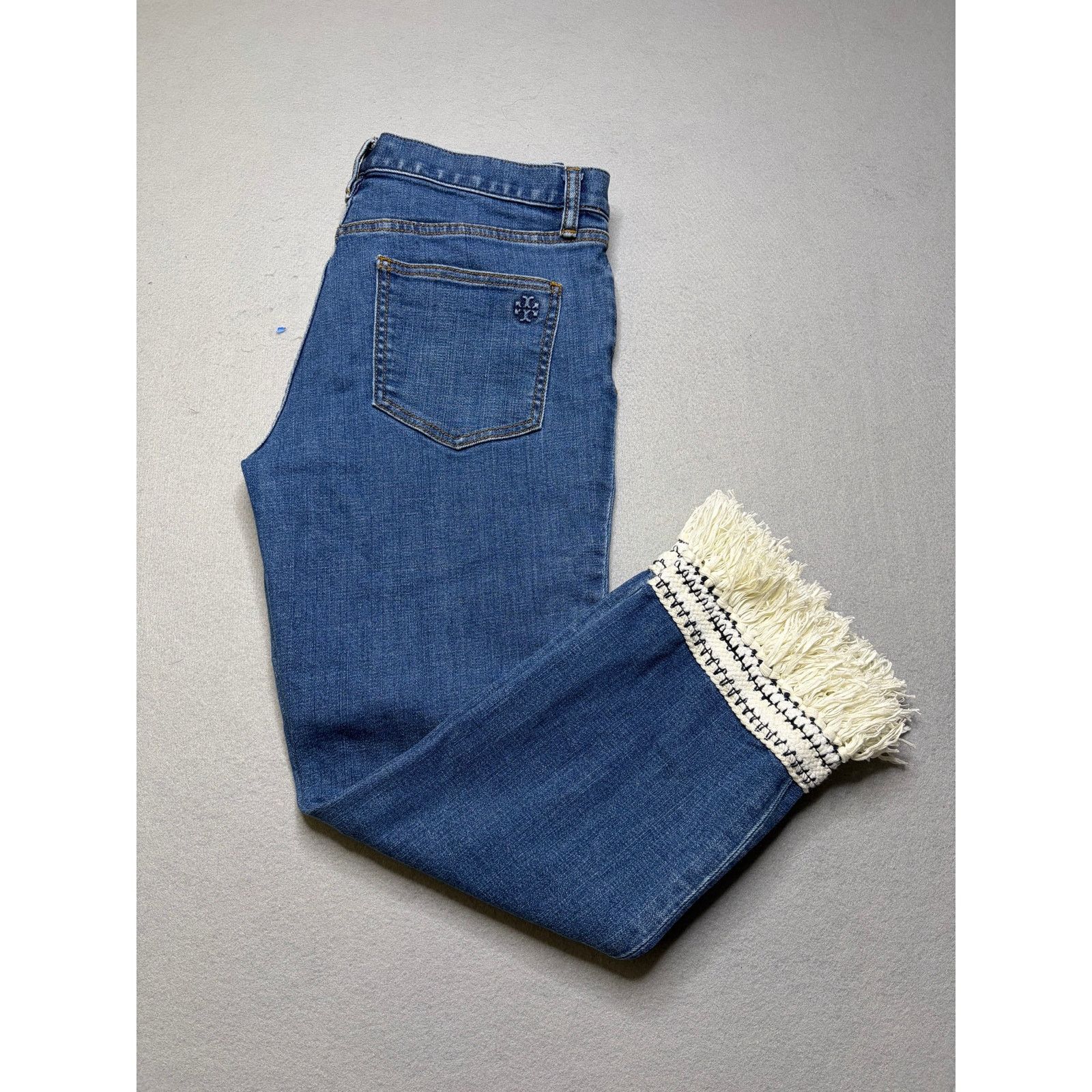 Tory Burch Tory Burch Connor jeans Fringe Hem Cropped Jeans Size 28 Size 28" / US 6 / IT 42 - 12 Thumbnail