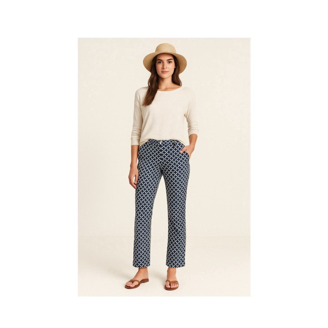 Michael Kors Michael Kors Straight Leg Pants Nautical Chain Print Size 8 Size 30" / US 8 / IT 44 - 1 Thumbnail