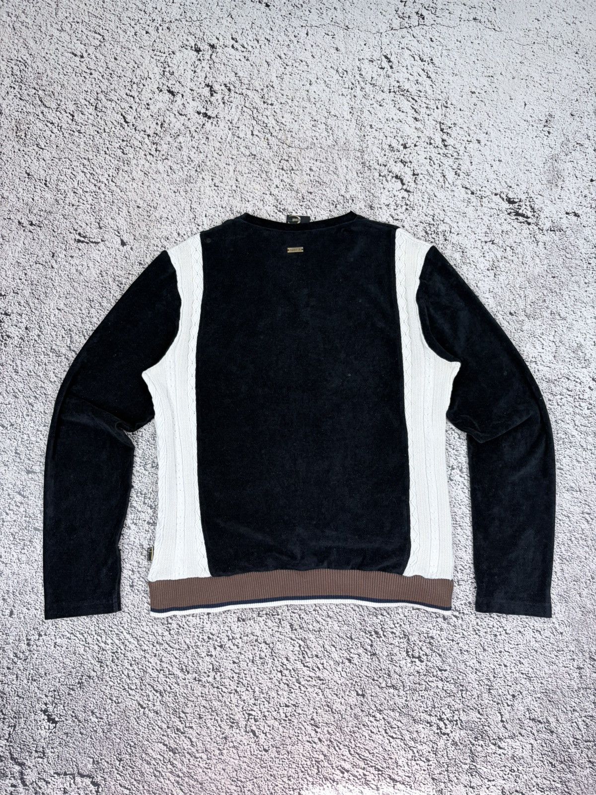 Just Cavalli ⁠Just Cavalli Y2K Archive Velour Cable Knit V-Neck Sweater L Size US L / EU 52-54 / 3 - 11 Thumbnail