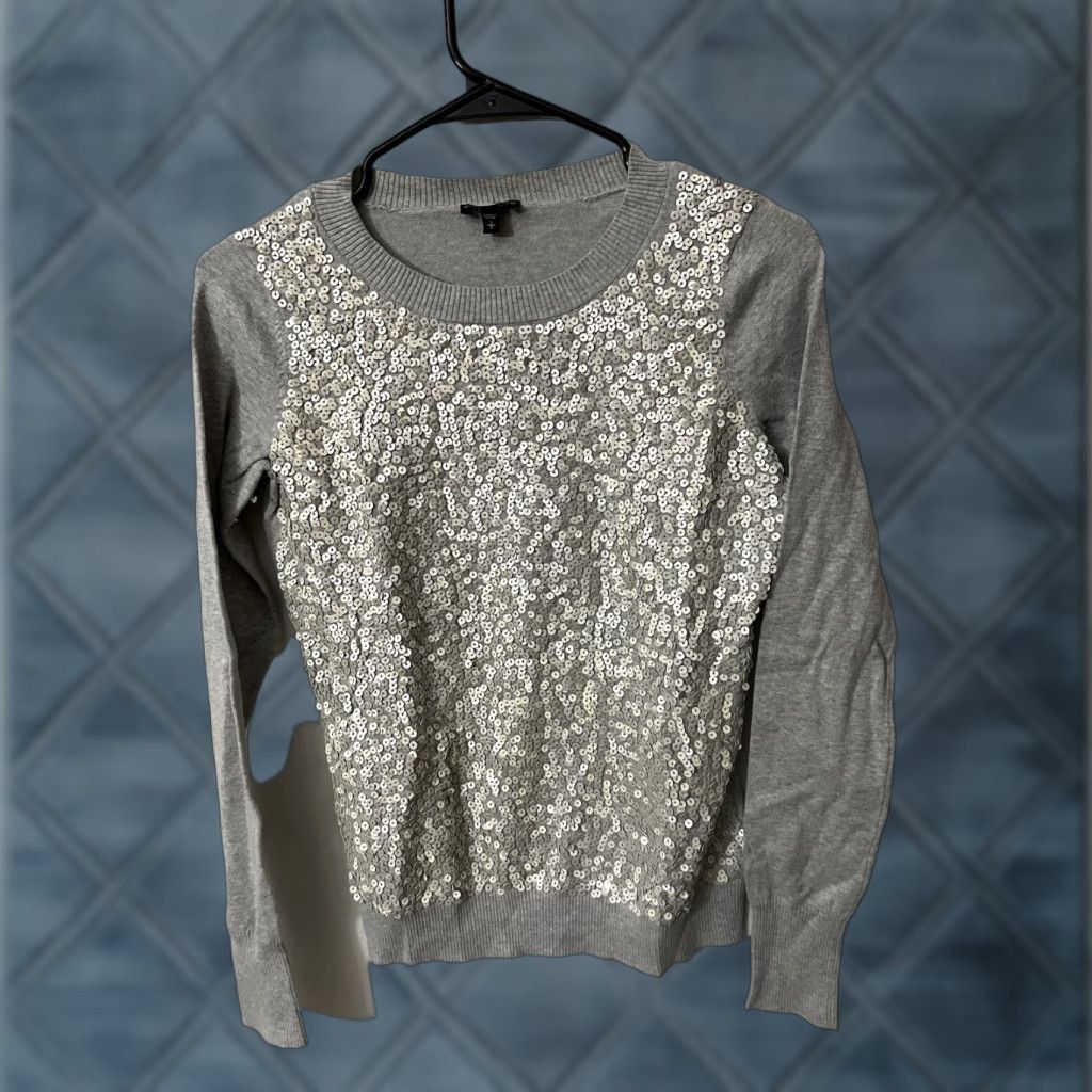 Express Express Womens Sequin Lightweight Pullover Sweater Gray S Size S / US 4 / IT 40 - 1 Thumbnail