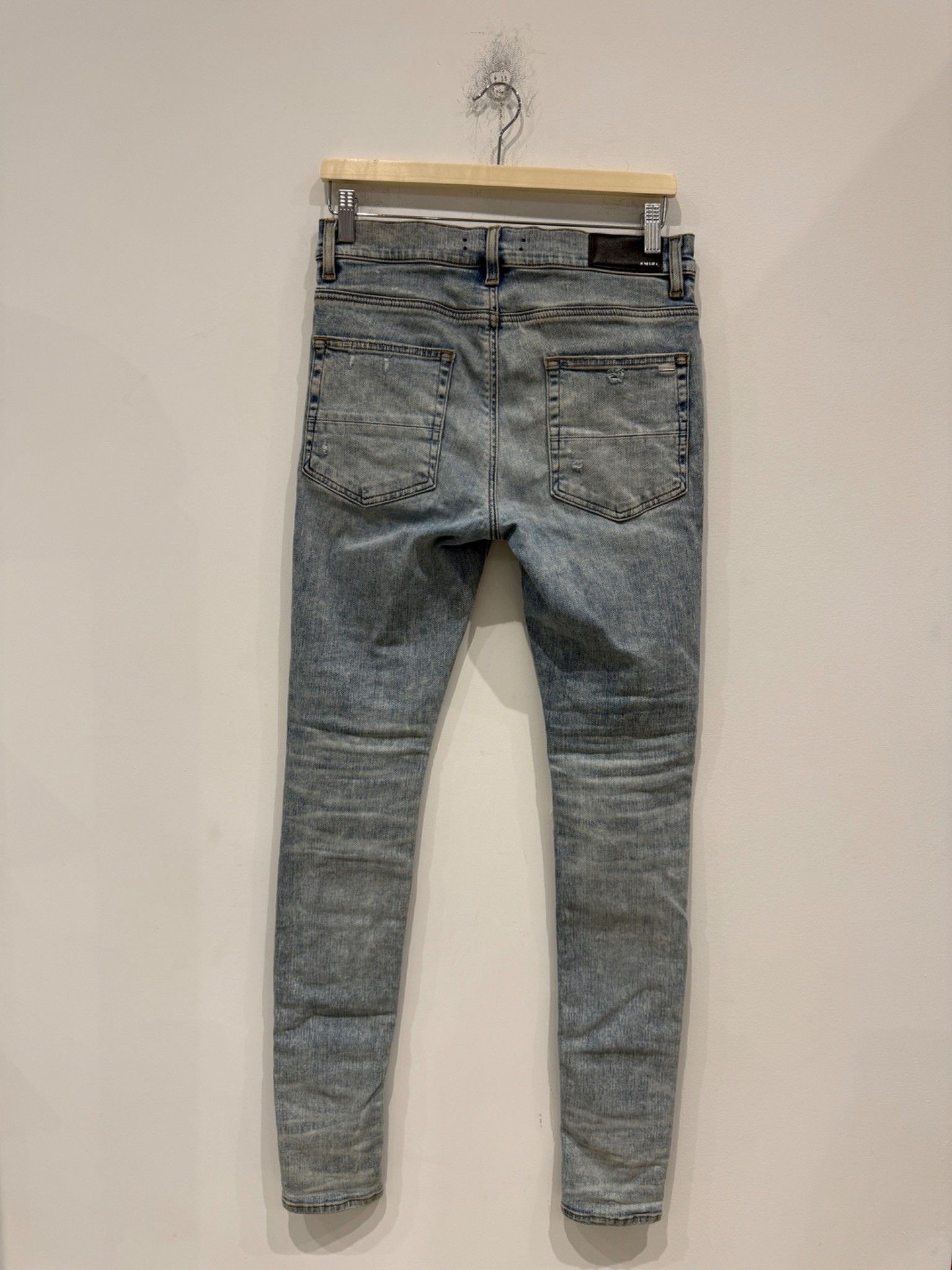 Amiri Amiri Pajama Art Patch Skinny Jeans Light Blue Size US 31 - 3 Thumbnail