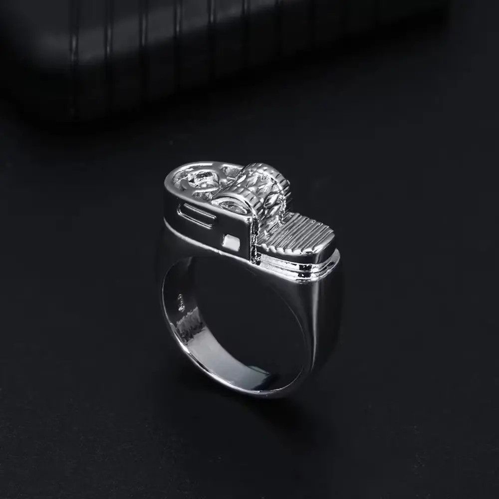 Vintage Lighter Ring Silver Fire Grunge Punk Y2K Flame Jewelry Sz8 Size 26 - 2 Thumbnail
