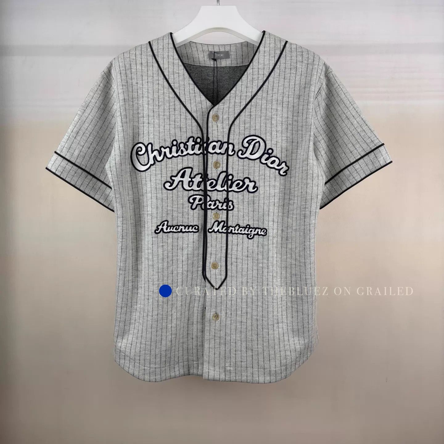 Dior Gray Wool-Cotton Baseball Jacket Size US L / EU 52-54 / 3 - 1 Thumbnail