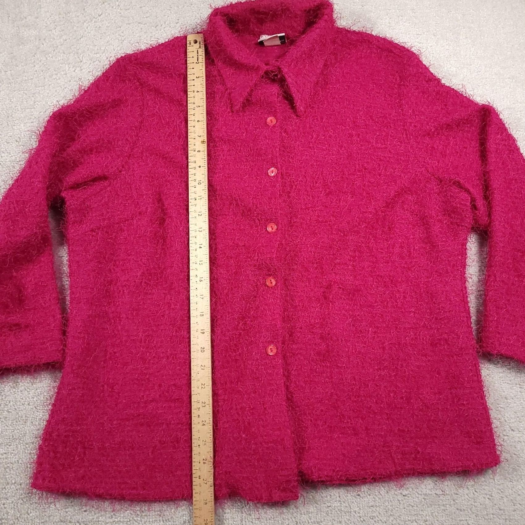 Vintage VINTAGE Fashion Bug Sweater Cardigan Womens 2XL Pink Fuzzy Button Up Knit 90s Collared Size XXL / US 16-18 / IT 52-54 - 7 Thumbnail