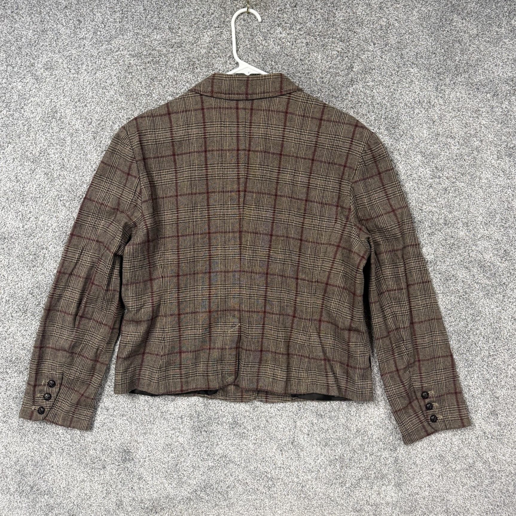 Vintage VINTAGE? No — New York & Company Blazer Women 18 Brown Plaid Three-Button Notch Lapel Short Suit Jacket Office Workwear Size XXL / US 16-18 / IT 52-54 - 7 Thumbnail