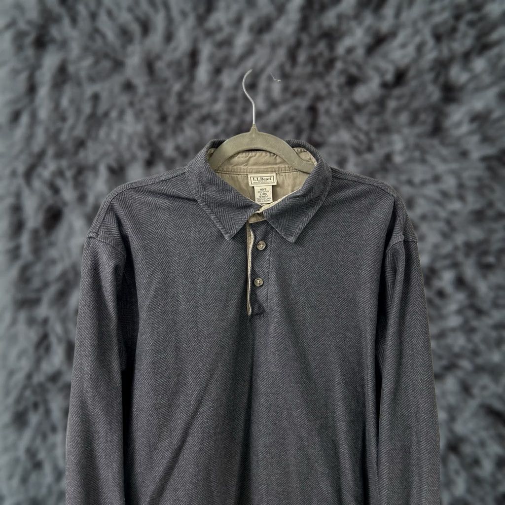 Vintage VINTAGE: No LL Bean Polo Shirt Mens L Gray Herringbone Cotton Long Sleeve 0RW01 Size US L / EU 52-54 / 3 - 1 Thumbnail
