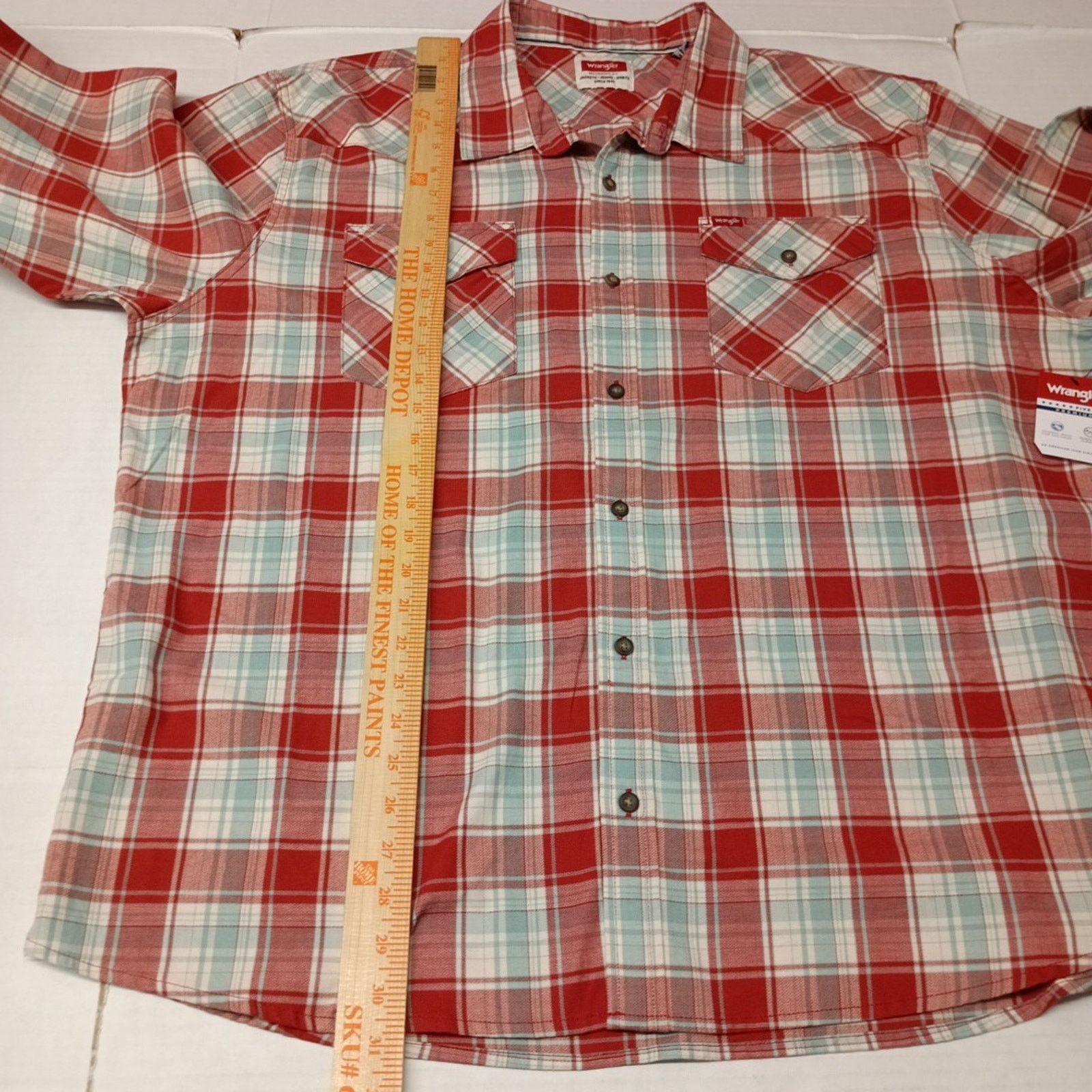 Wrangler Wrangler Cowboy Wash Shirt Men's Size 2XL Red Sky Blue Plaid Size US XXL / EU 58 / 5 - 6 Thumbnail