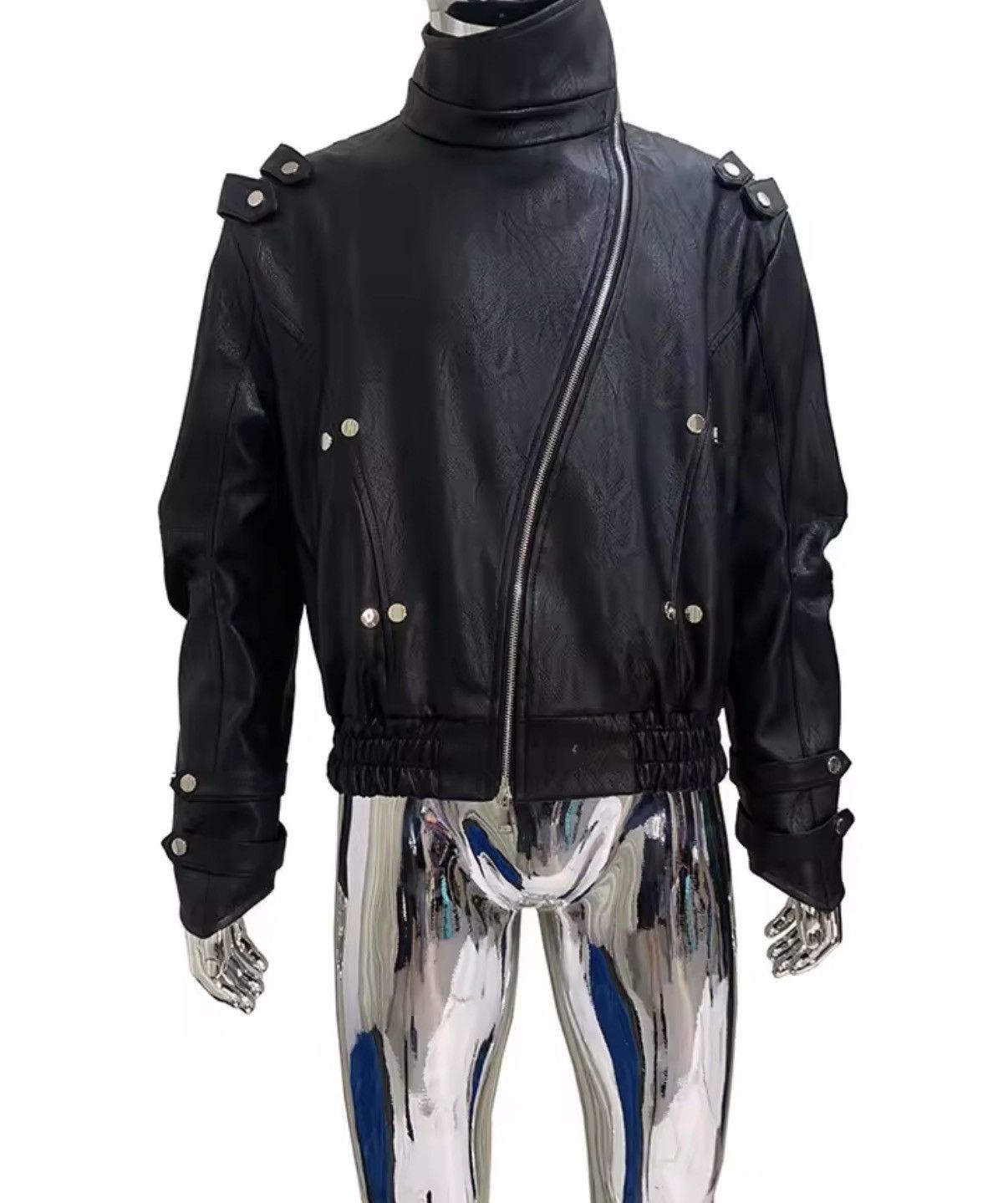 Leather Punk Gothic PU Leather Zipper Designer Jacket Size US L / EU 52-54 / 3 - 1 Thumbnail