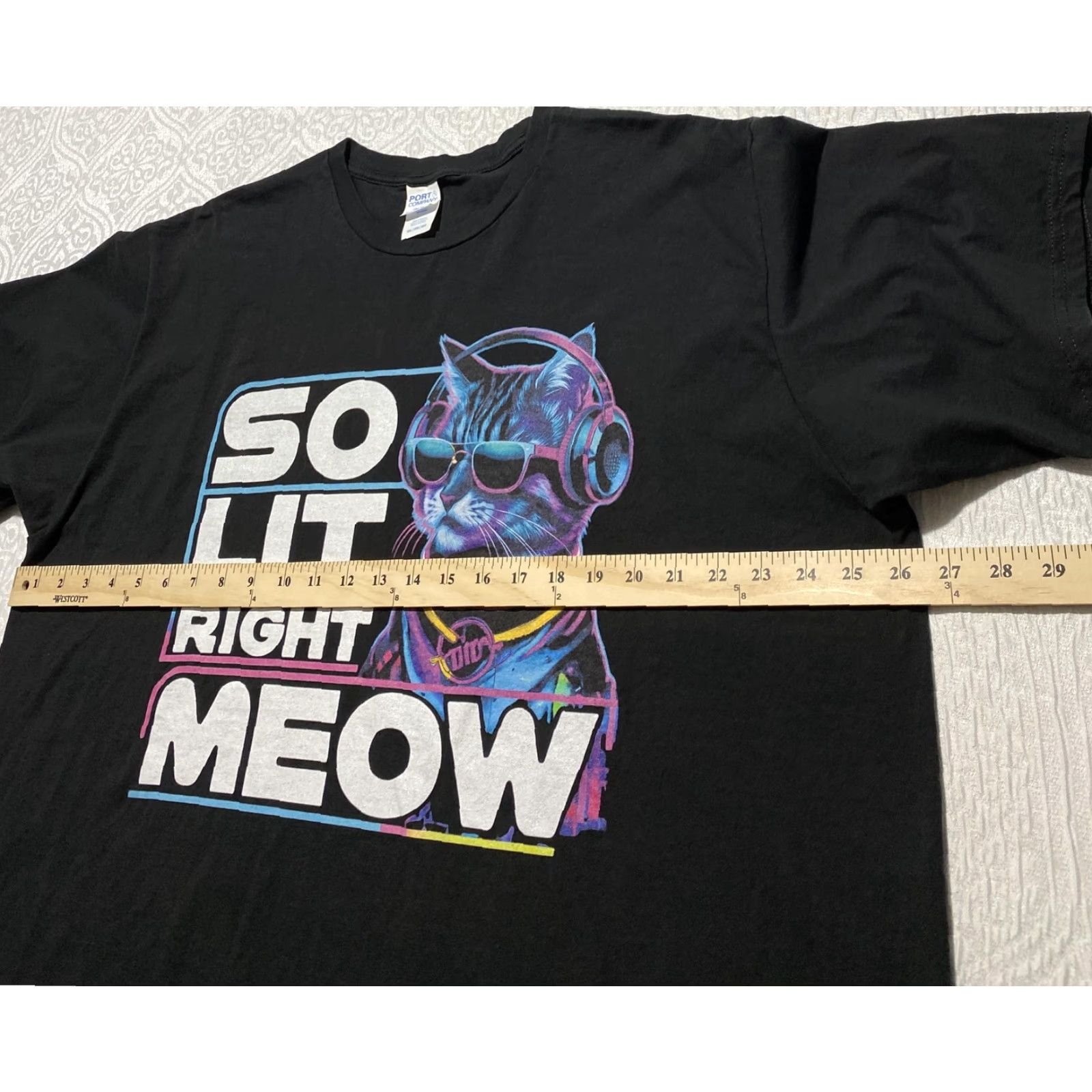 Port & Company So Lit Right Meow Shirt Mens 3XL Black Cat Graphic Tee Port & Company Size US XXL / EU 58 / 5 - 4 Thumbnail