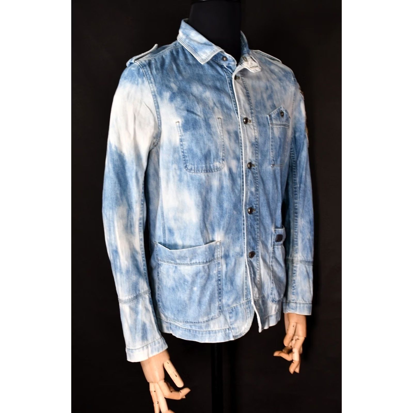 Diesel Diesel Jacket Denim Military Men's M Distressed Chore Coat Style Button Closure Blue 100% Cotton Regular Size M Jacket Mens Denim Jacket Size US M / EU 48-50 / 2 - 3 Thumbnail