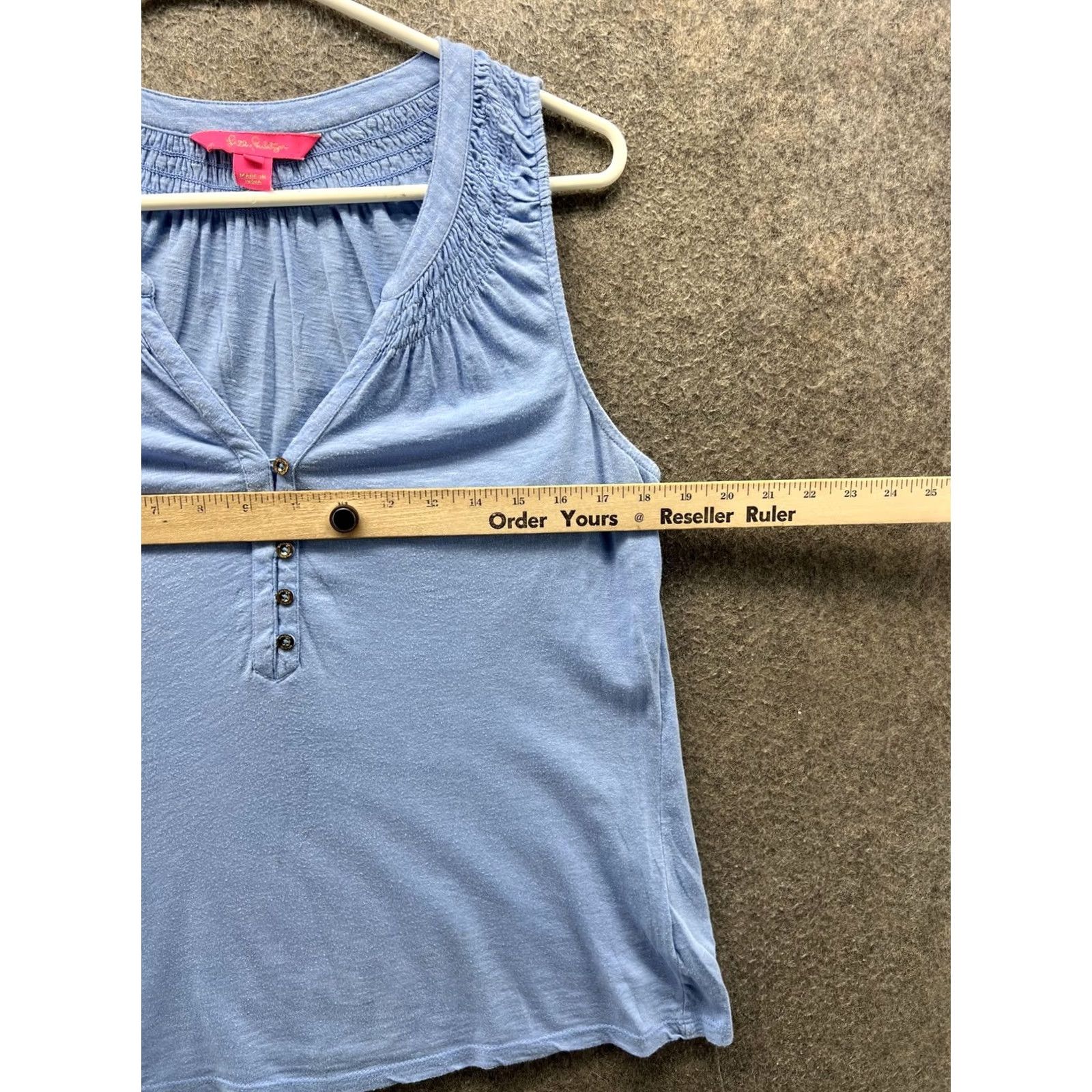 Lilly Pulitzer Lilly Pulitzer Tank Top Womens S Blue Henley Sleeveless Jersey Cotton Summer Clothing Size S / US 4 / IT 40 - 6 Thumbnail