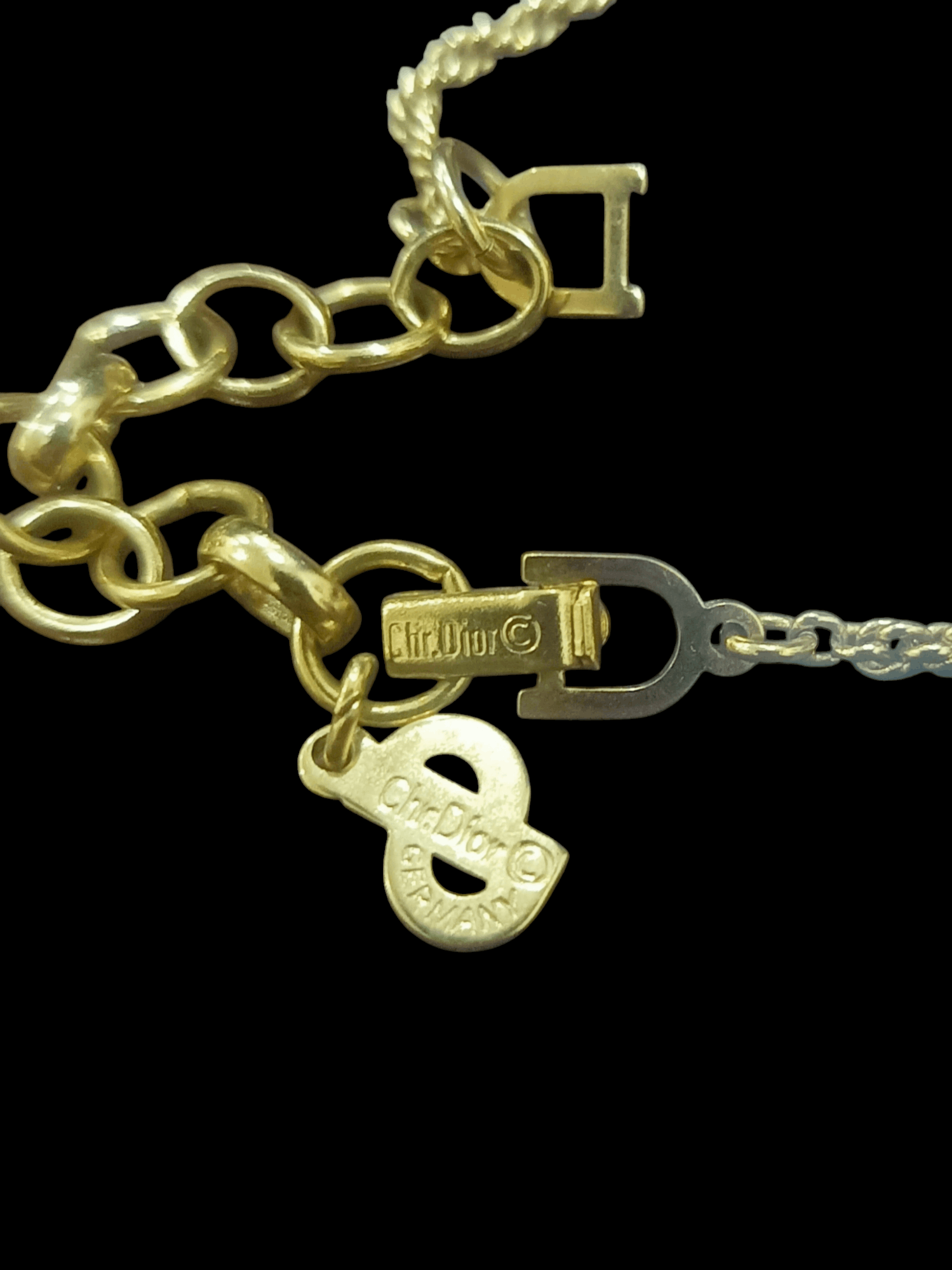 Dior Christian Dior Necklace Gold Clear Black Stone Size ONE SIZE - 8 Thumbnail