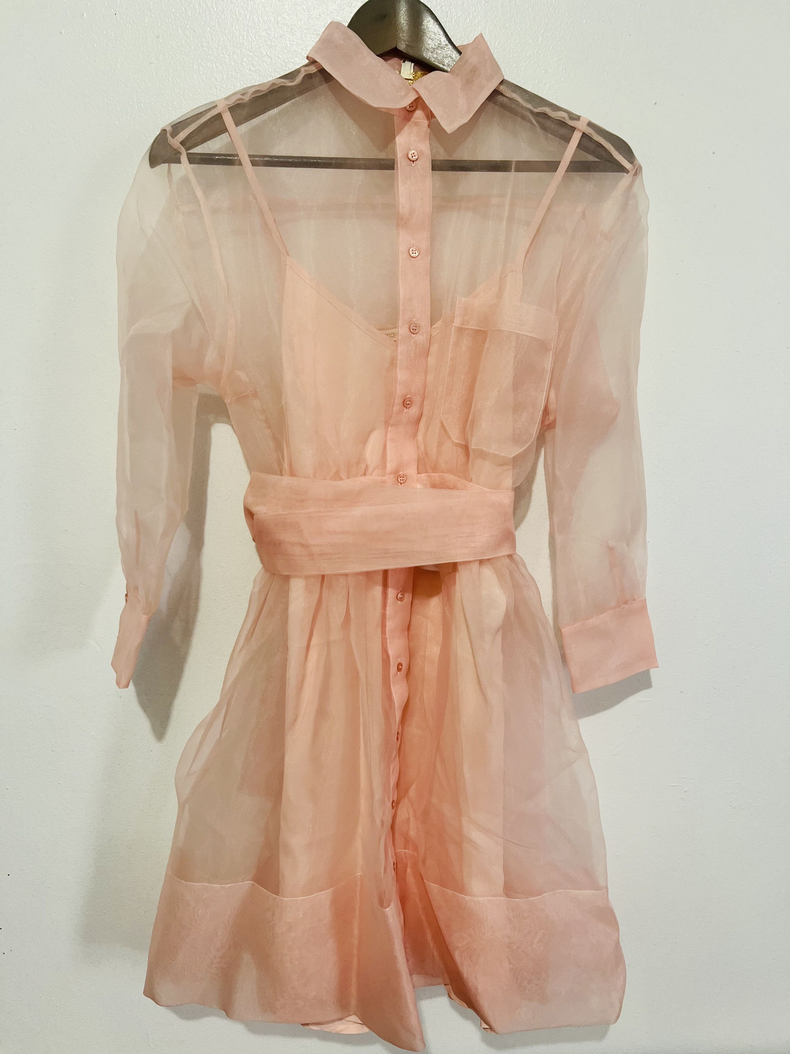 Maje Maje Pink Organza Shirt Dress Grailed