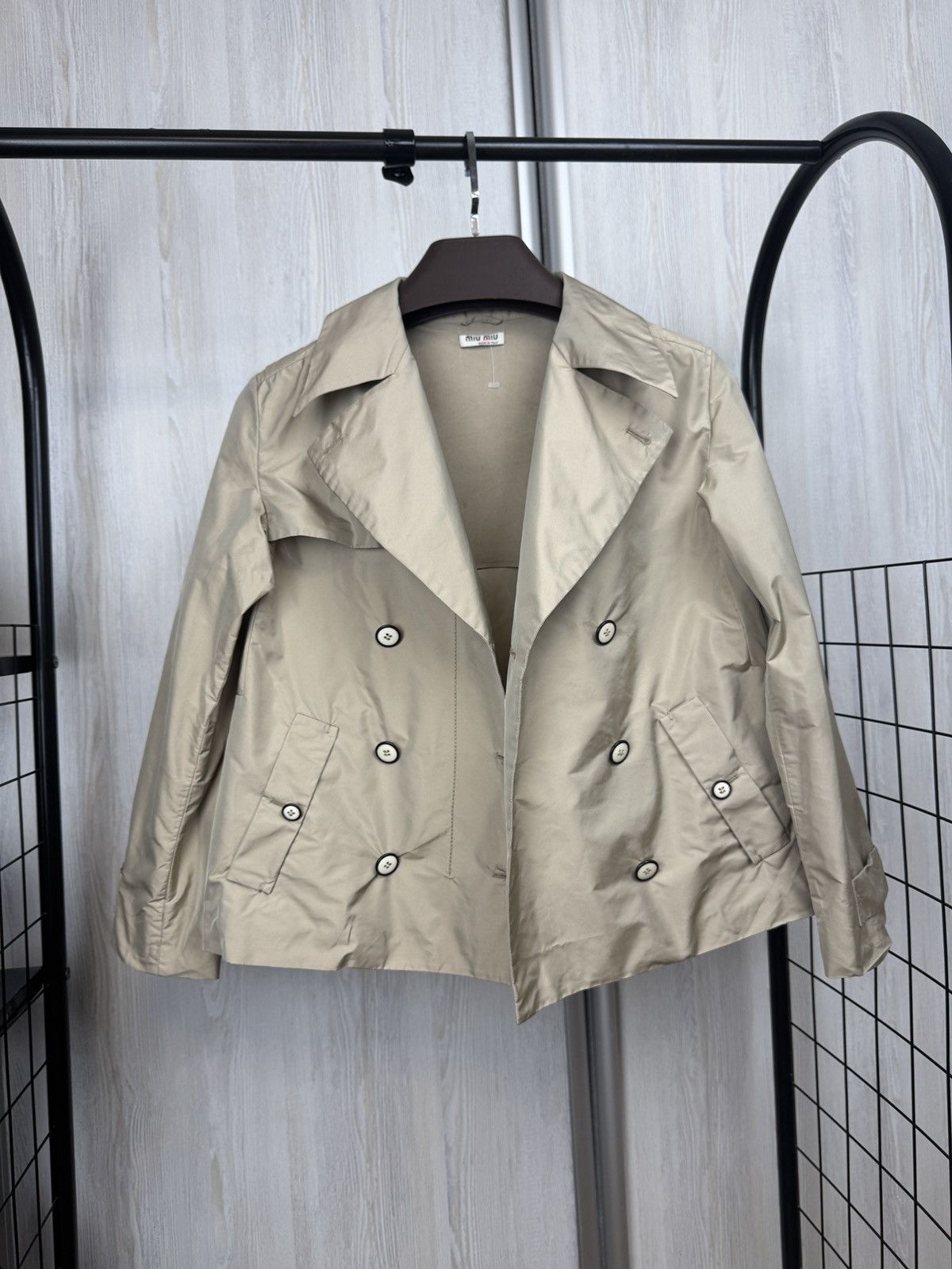Miu Miu Miu Miu beige double breasted short coat Size S / US 4 / IT 40 - 1 Thumbnail