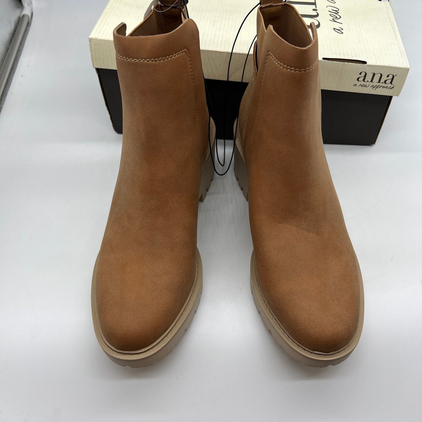 Other a.n.a Tan Women's Lug Sole Ankle Boots (w/memory foam) Size US 9 / IT 39 - 4 Thumbnail