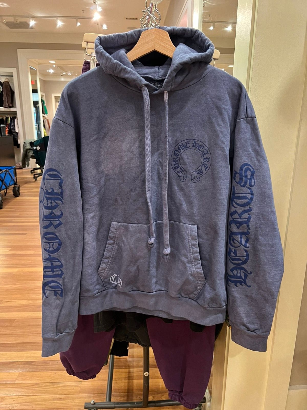 Pre-owned Chrome Hearts Cross Hoodie Hand Dyed In Navy