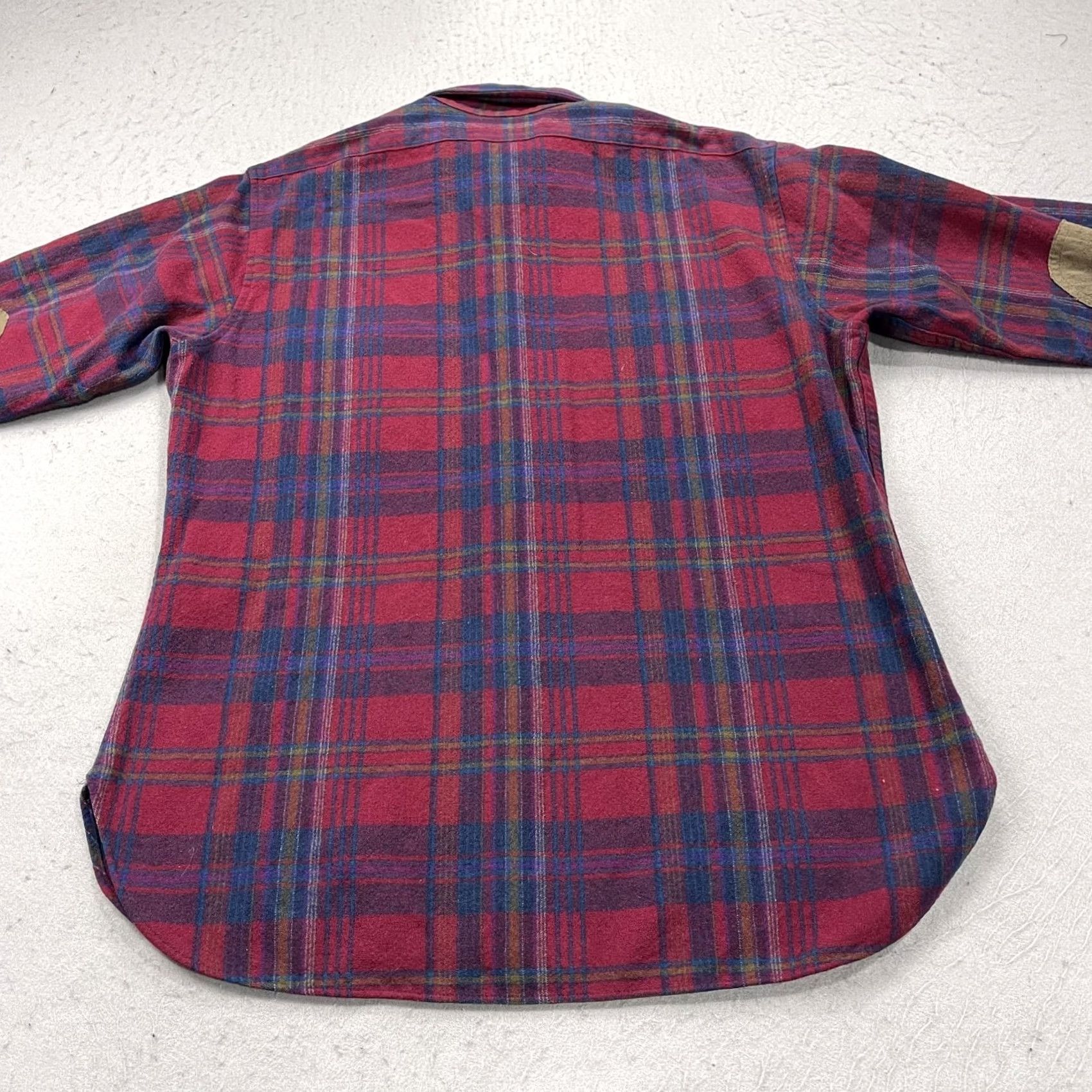 Pendleton VINTAGE Pendleton Shirt Mens XL Red Blue Elbow Patch Wool Flannel Plaid USA 70s Size US XL / EU 56 / 4 - 7 Thumbnail
