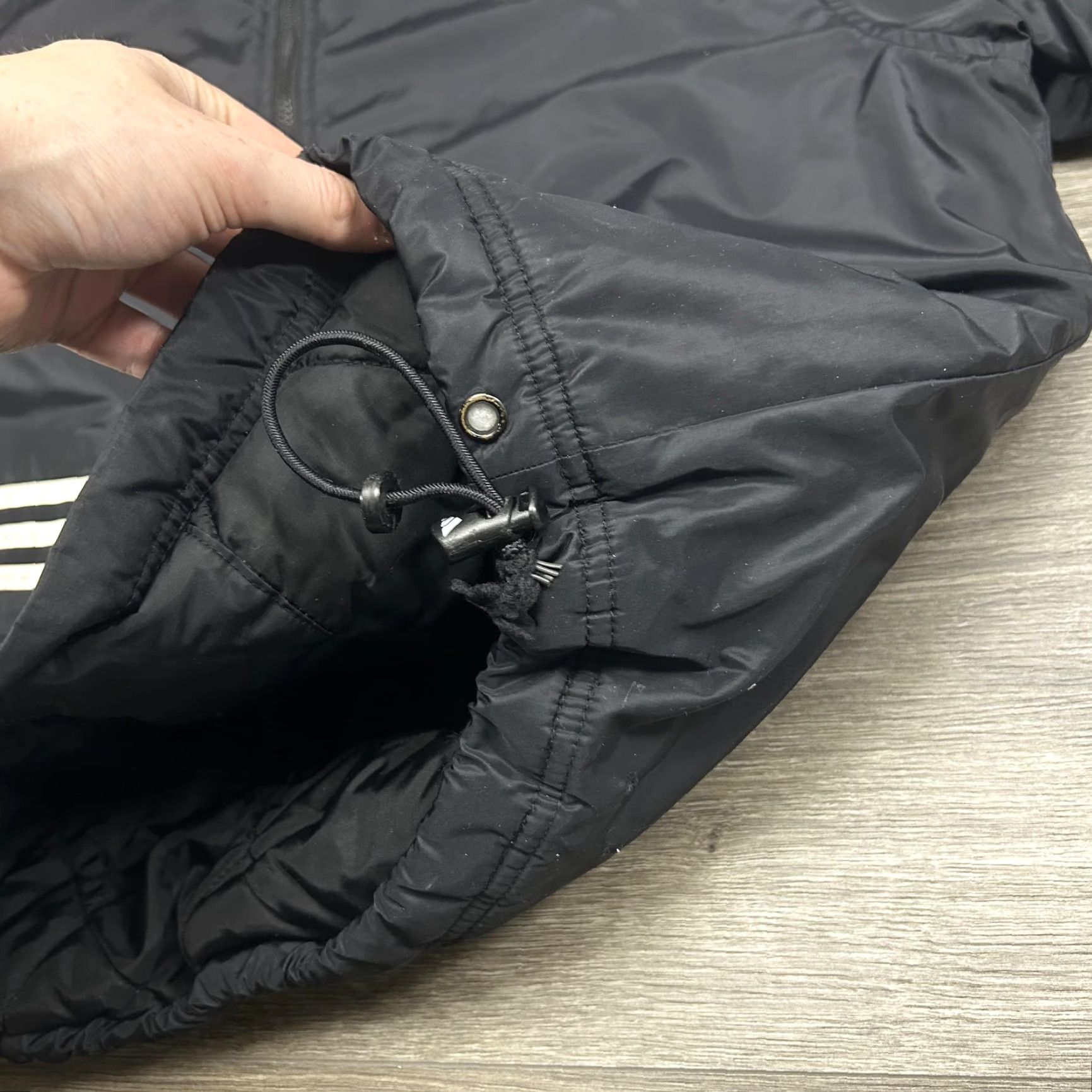 VINTAGE Adidas Jacket Mens Medium Black Hooded Insulated Full Zip Puffer Coat