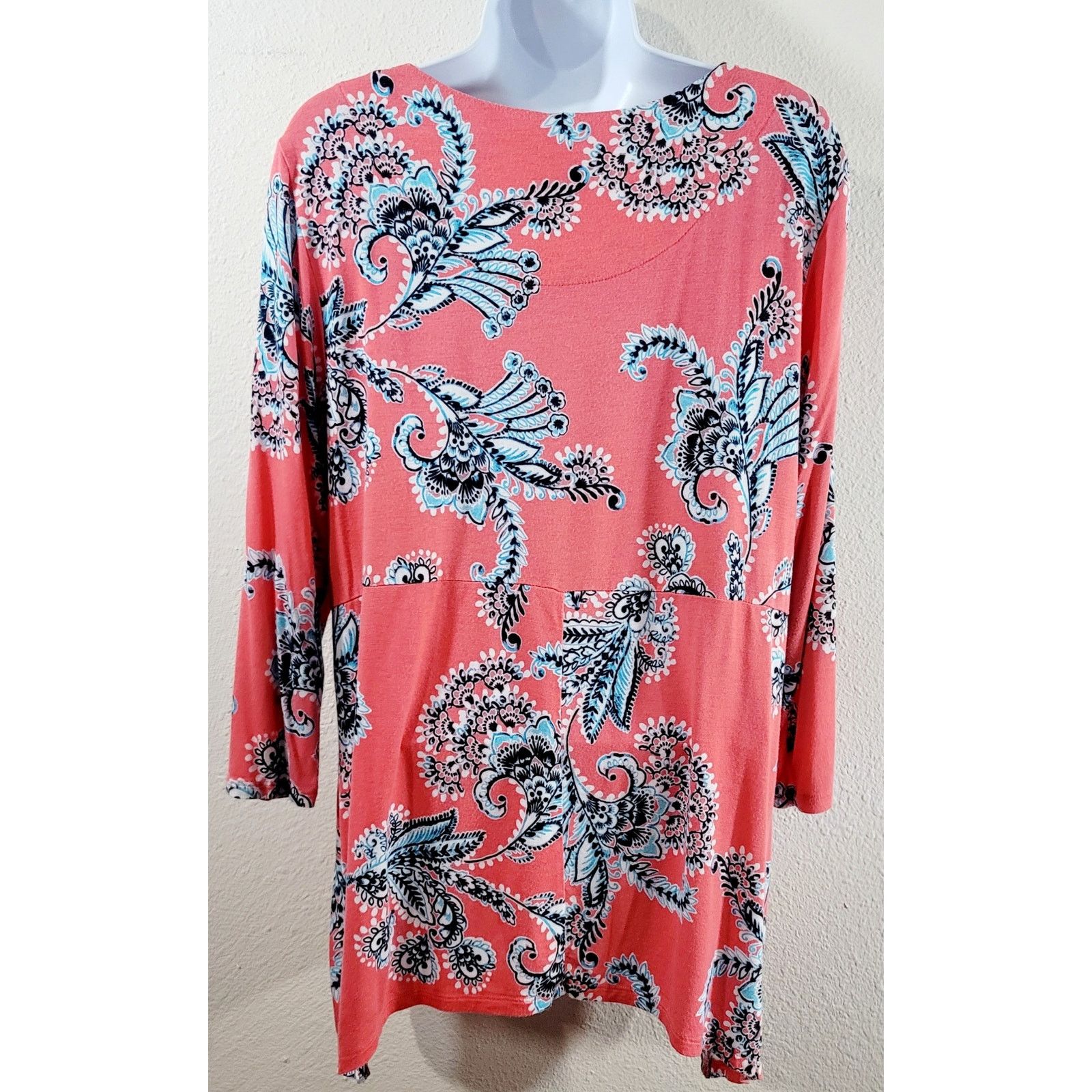 Other Ruby Rd. Salmon Blue White Floral Print Top Small Size S / US 4 / IT 40 - 3 Thumbnail