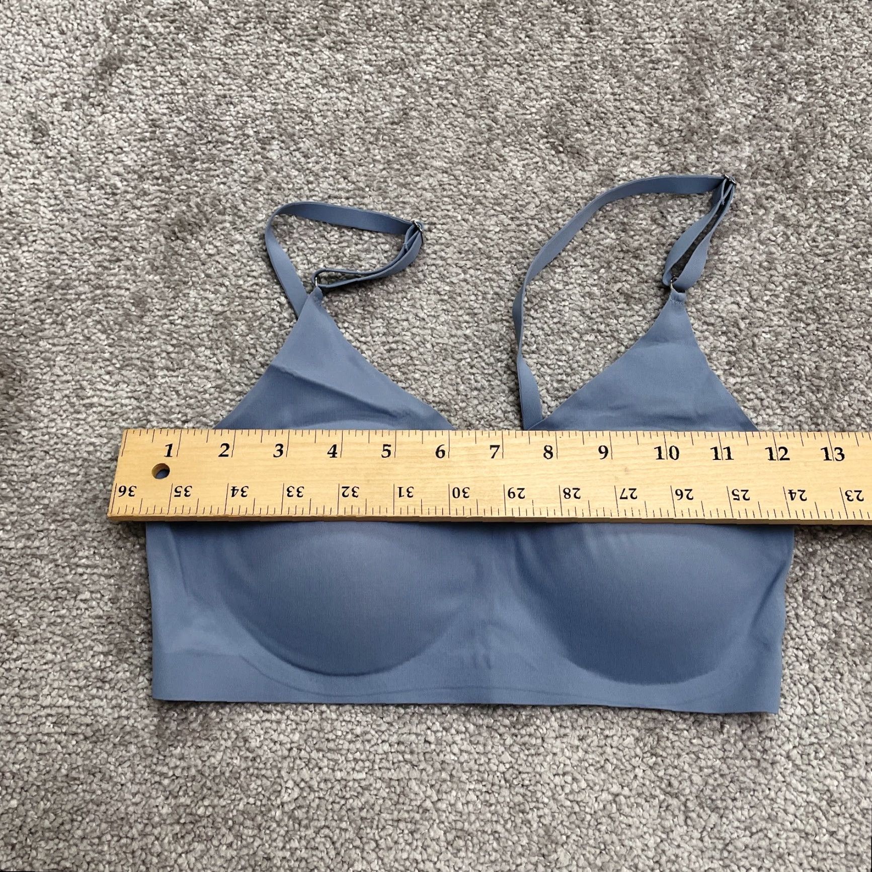 Vintage Unbranded Wireless Comfort Bra Womens Small Blue Gray Padded Smooth Stretch Bralette Shirt Womens SS Blue 90s? Size ONE SIZE - 5 Thumbnail
