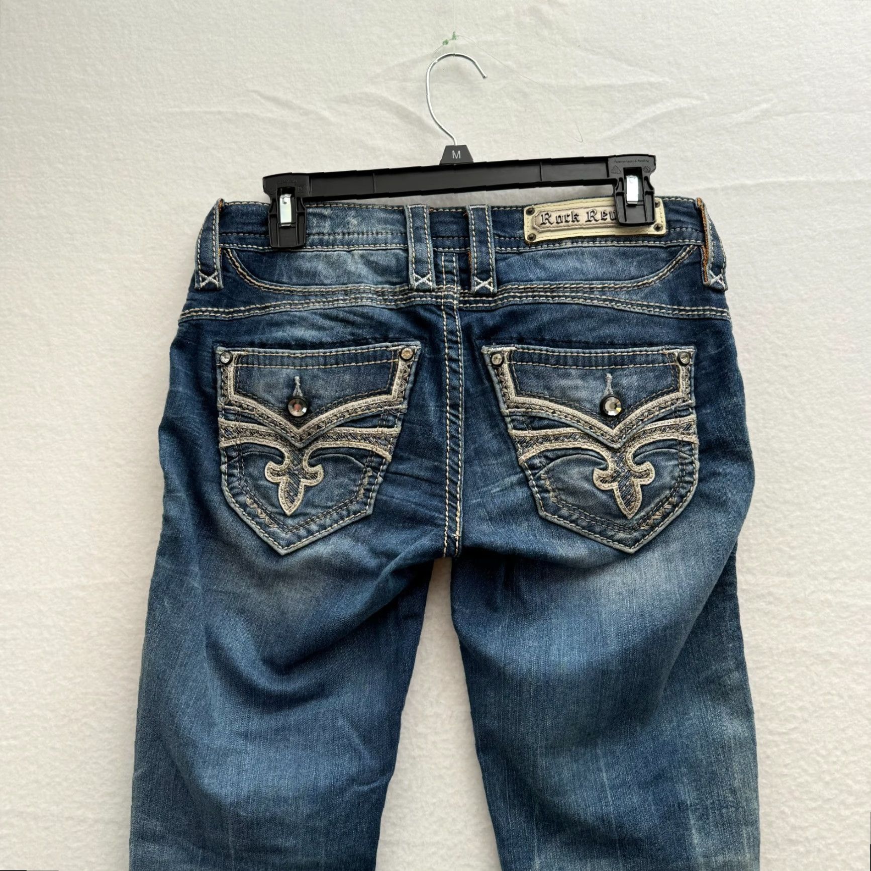 Vintage Rock Revival Women's Jeans Skinny 26 Distressed Embroidered Low Rise Blue Size 26" / US 2 / IT 38 - 4 Thumbnail