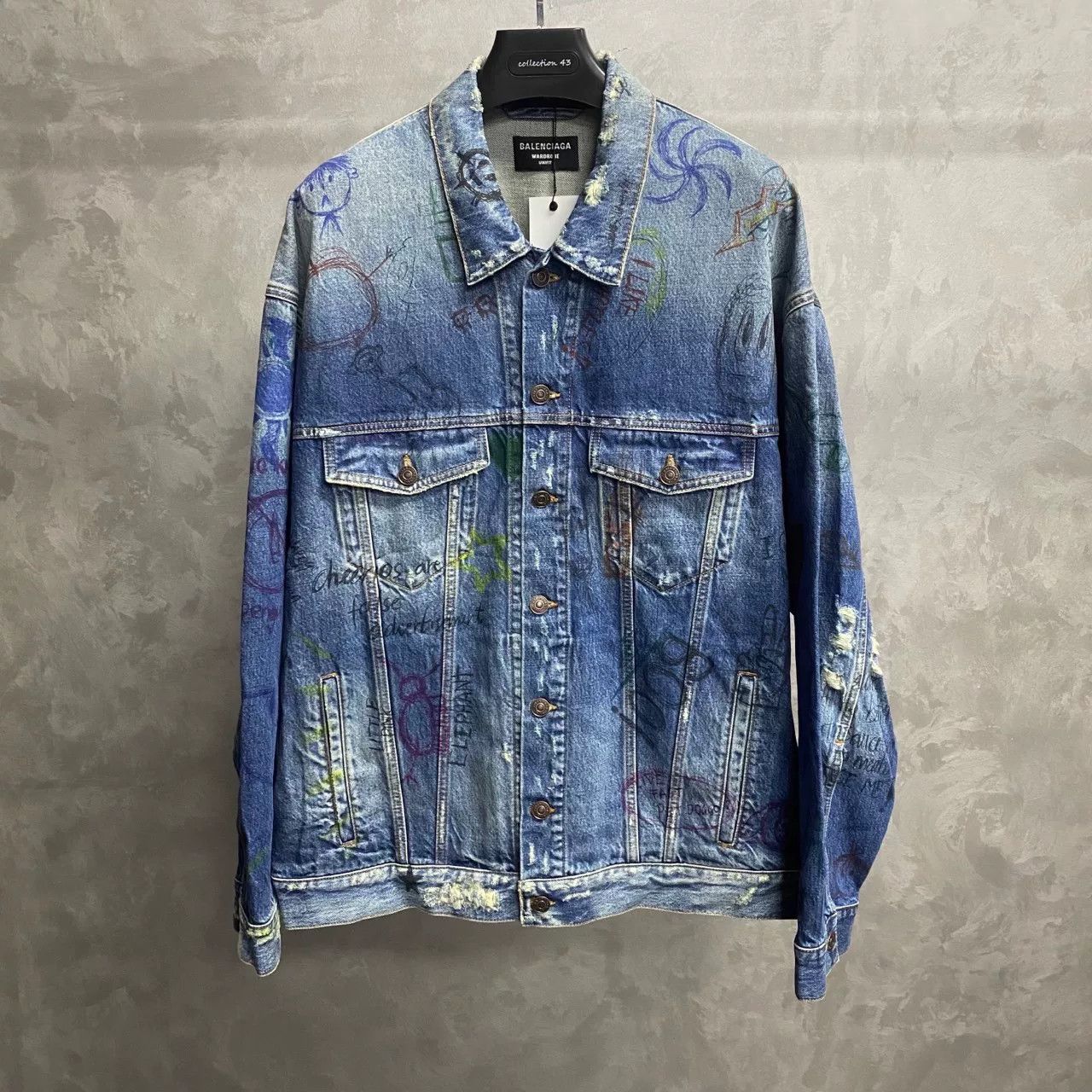 Balenciaga Balenciaga Retro Graphic Blue Light Jacket xxs Men Size US XXS / EU 40 - 1 Thumbnail