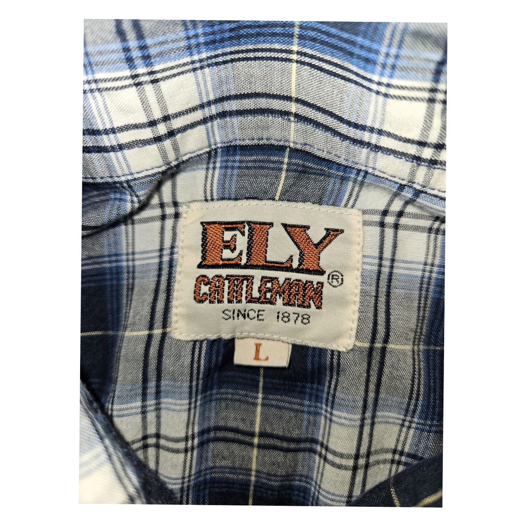 Vintage VINTAGE Ely Cattleman Shirt Western Long Sleeve Blue Plaid Pearl Snap Mens Large Size US L / EU 52-54 / 3 - 2 Thumbnail