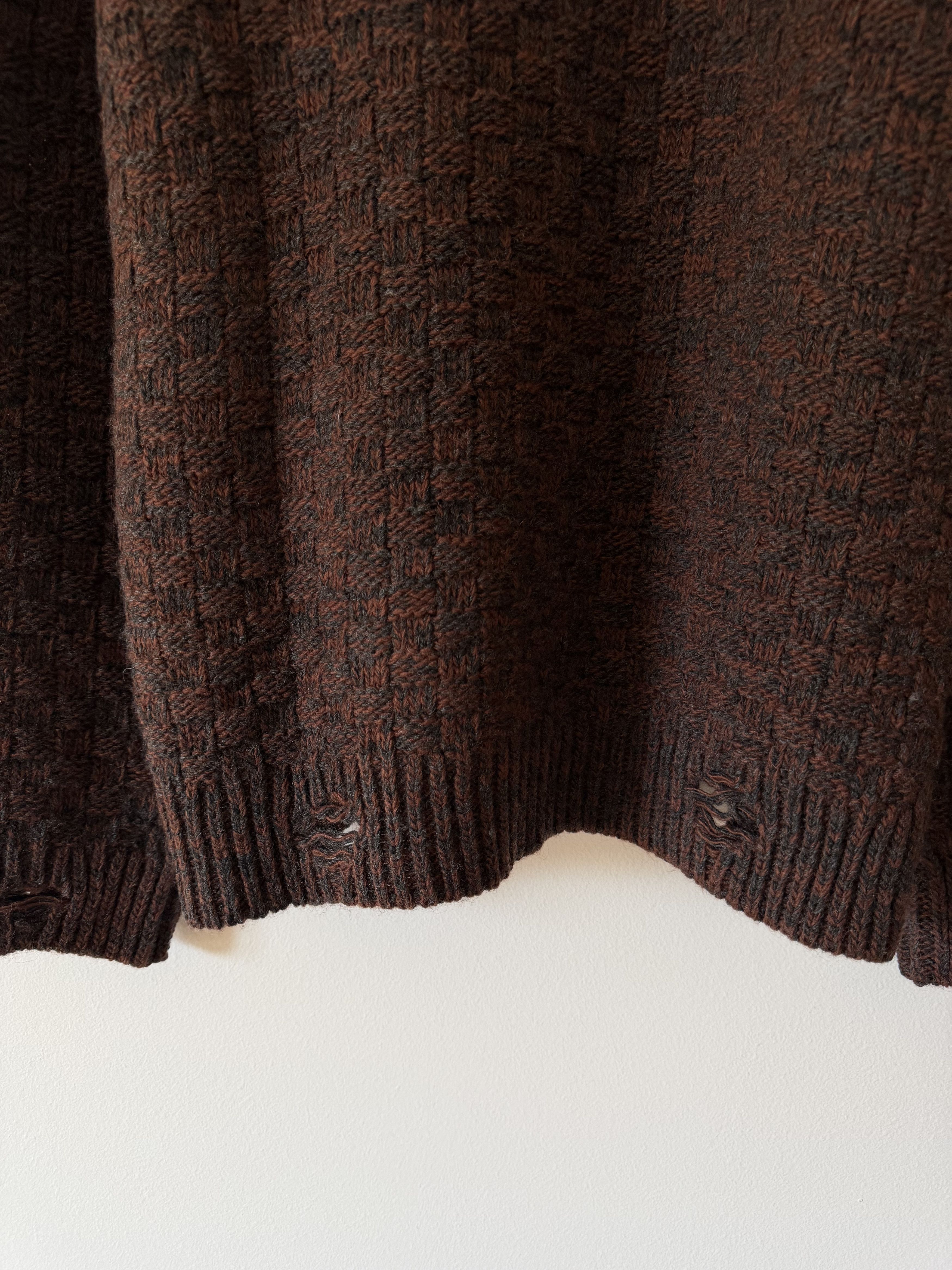 MM6 MM6 Maison Margiela Distressed Wool Sweater in Brown Size US XL / EU 56 / 4 - 8 Thumbnail