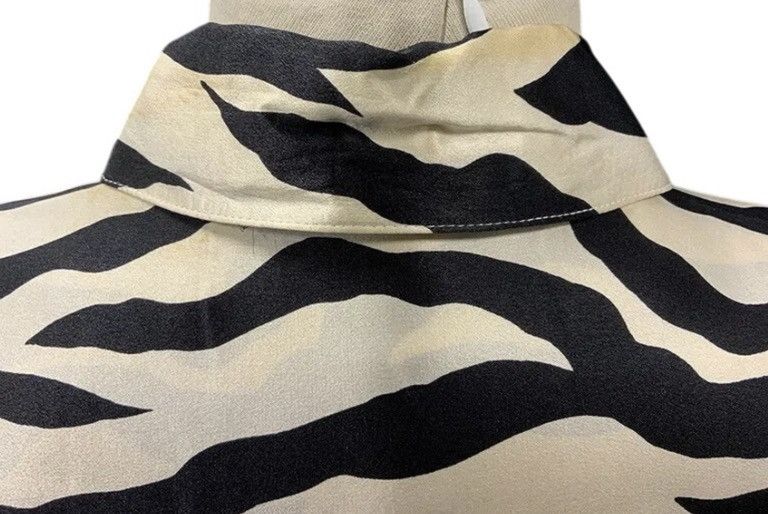 Other Vintage Brett Harrison Silk Zebra Print Blouse Black Ivory Size XL / US 12-14 / IT 48-50 - 7 Thumbnail