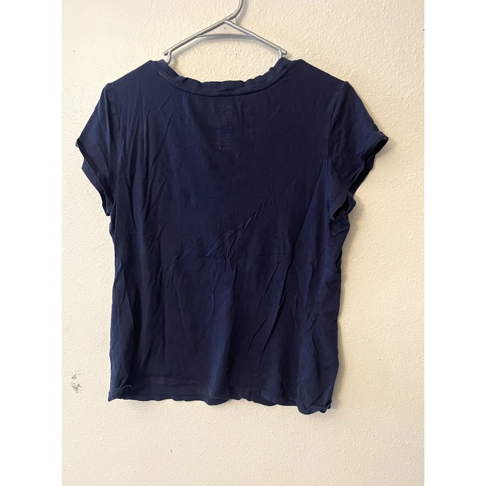 Gap VINTAGE Womens GAP Essential V-Neck Navy Blue Short Sleeve T-Shirt M Solid Size M / US 6-8 / IT 42-44 - 3 Thumbnail
