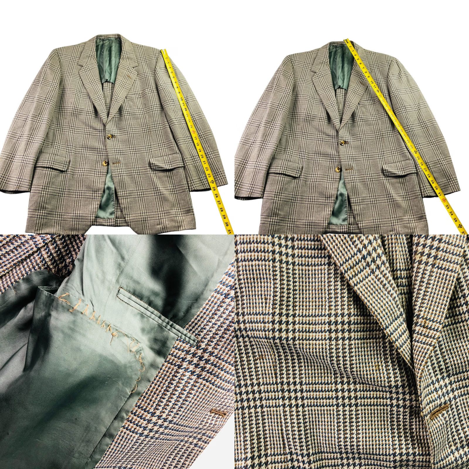 Vintage VINTAGE Oxxford Clothes Blazer Men 44 Long Wool Tweed Houndstooth Plaid 2-Button Jacket Mens Size 44R - 8 Thumbnail