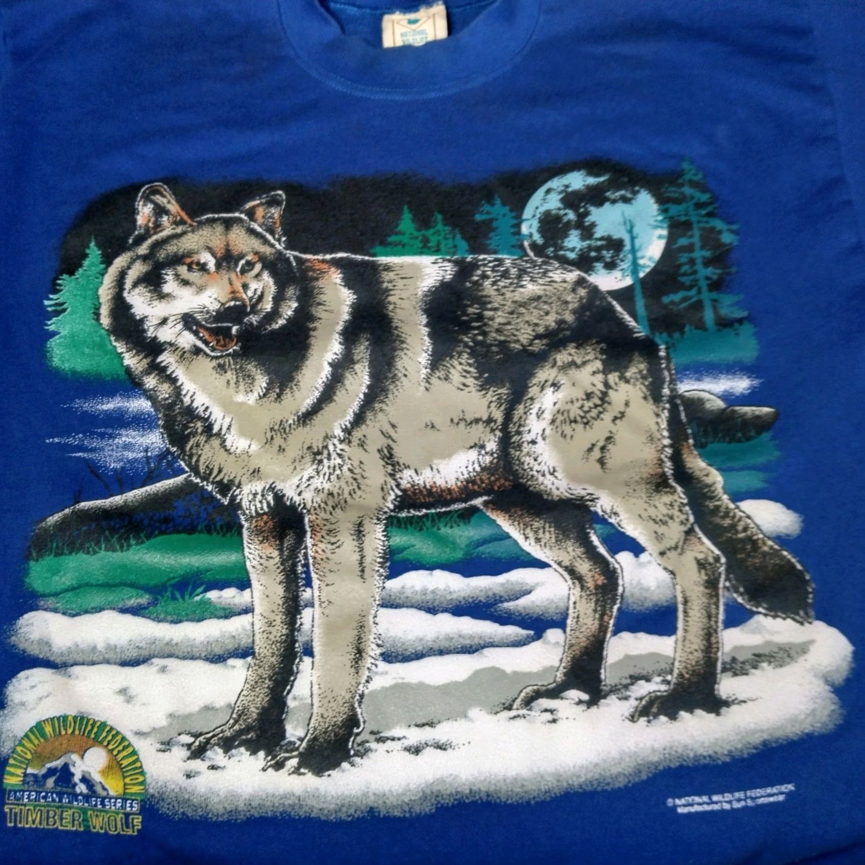 Vintage VINTAGE National Wildlife Federation Sweatshirt Timber Wolf Crew Neck Large Blue Men L Graphic USA Made Vintage Nature Size US L / EU 52-54 / 3 - 3 Thumbnail