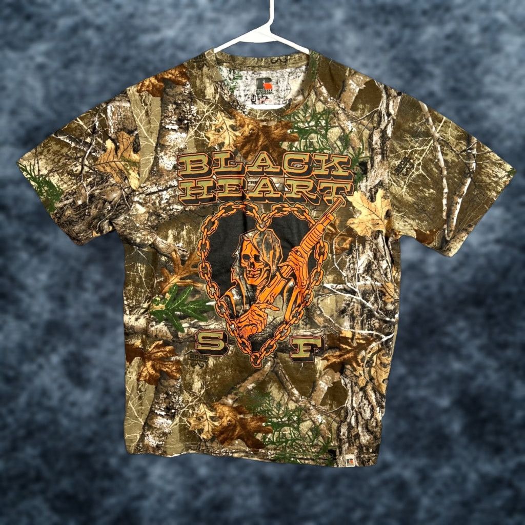 Russell Athletic Russell Athletic Black Heart SF Camouflage T-Shirt Mens Large Cotton Hunting Size US L / EU 52-54 / 3 - 1 Thumbnail